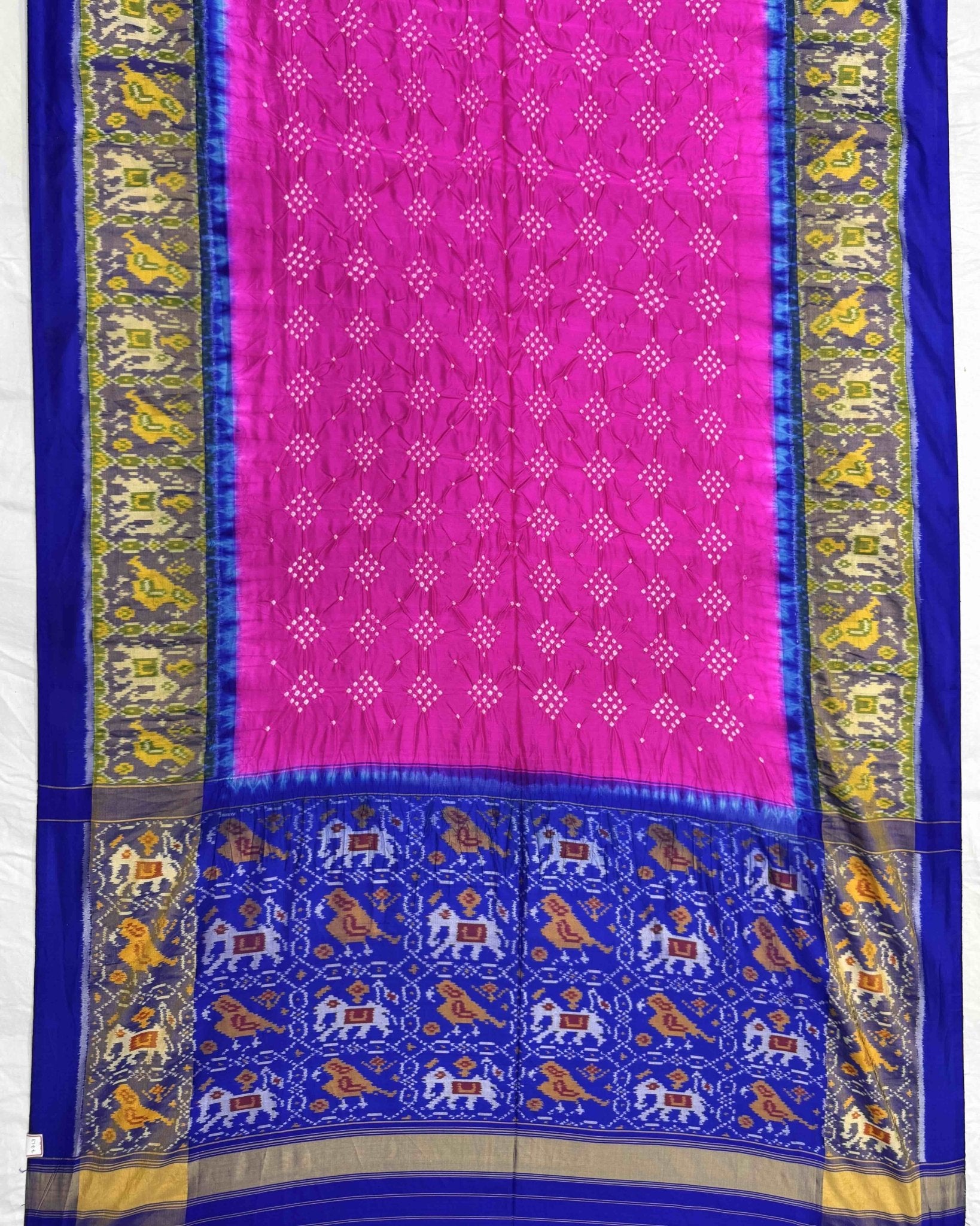 Blue & Pink Bandhani Patola Saree - SindhoiPatolaArt