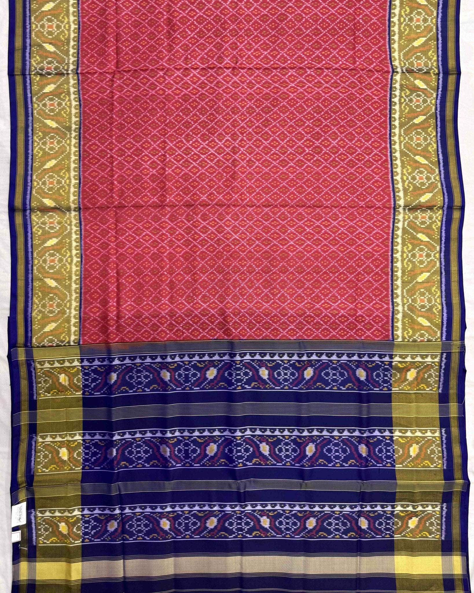 Blue & Pink Booty Design Patola Saree - SindhoiPatolaArt