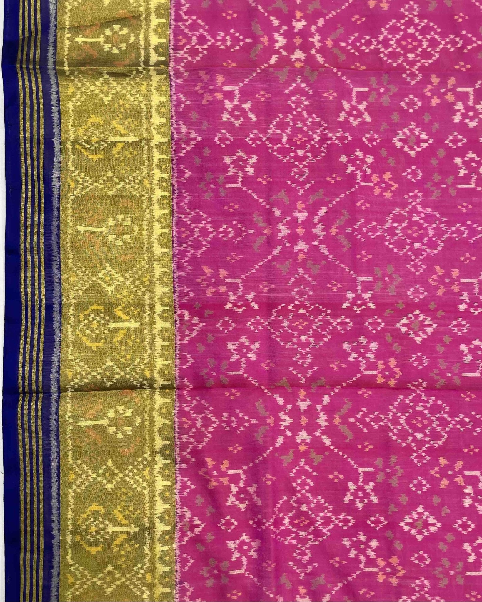 Blue & Pink Navratan Patola Saree - SindhoiPatolaArt