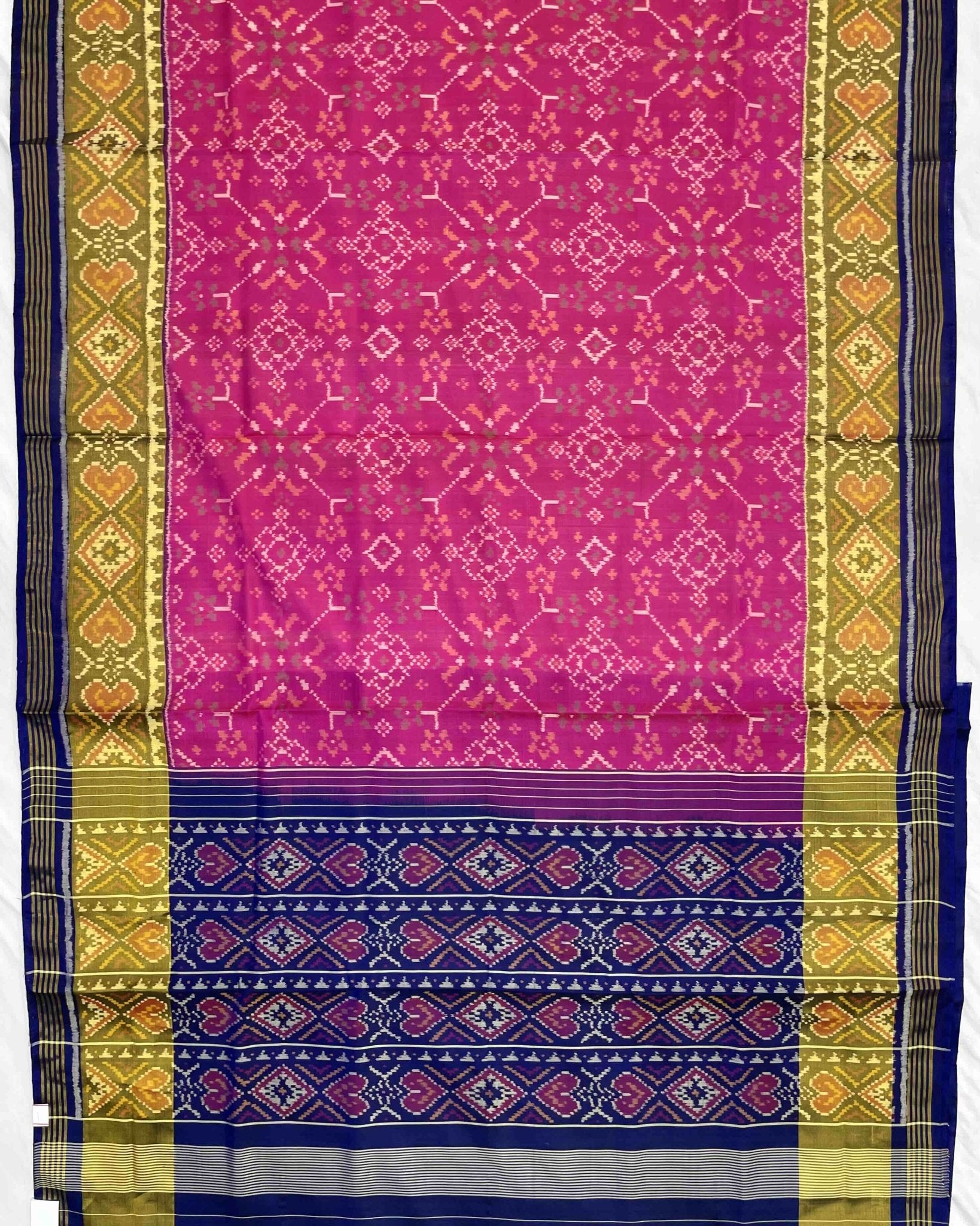 Blue & Pink Navratan Patola Saree - SindhoiPatolaArt