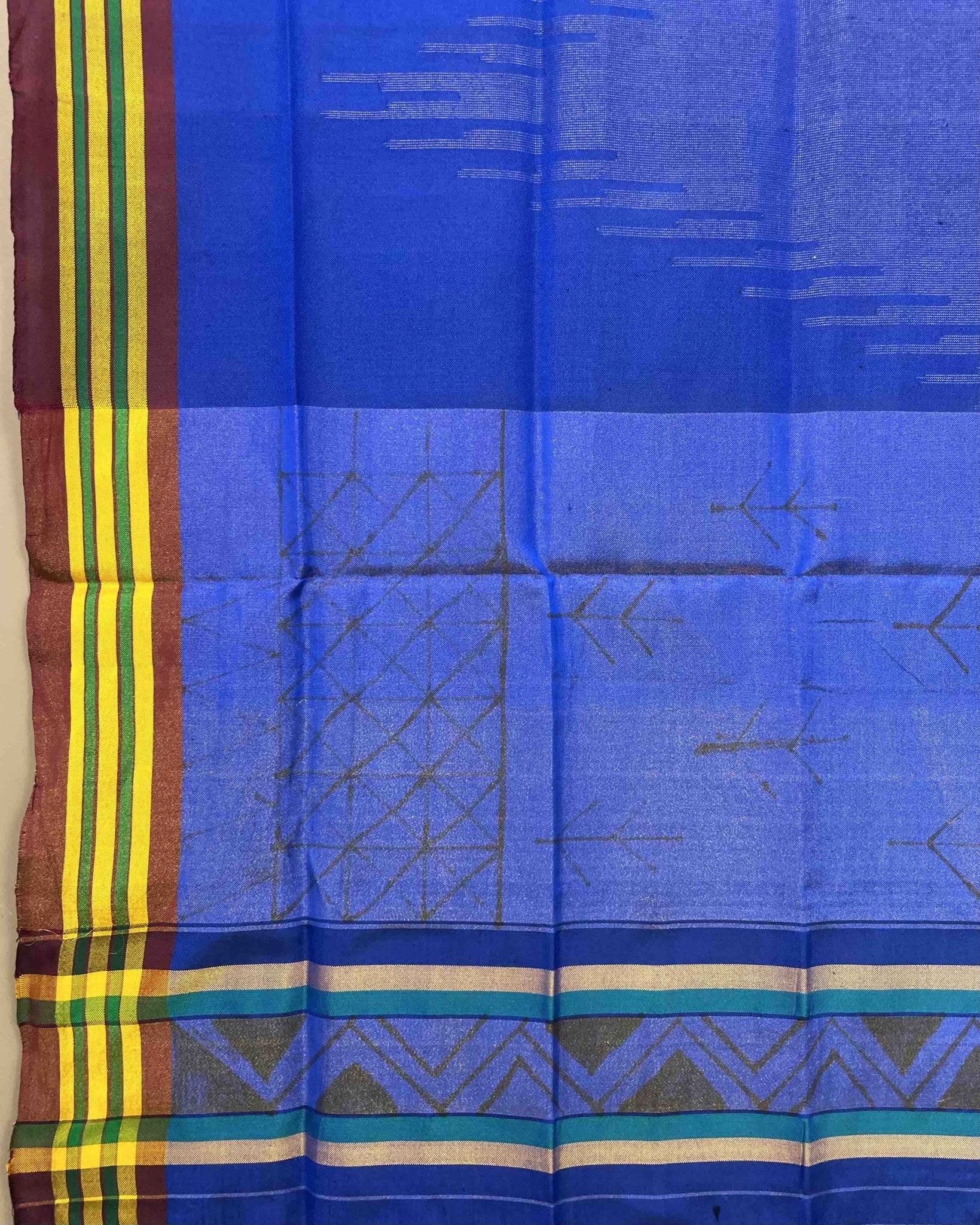 Blue Plain Fancy with Zari Patola Dupatta - SindhoiPatolaArt