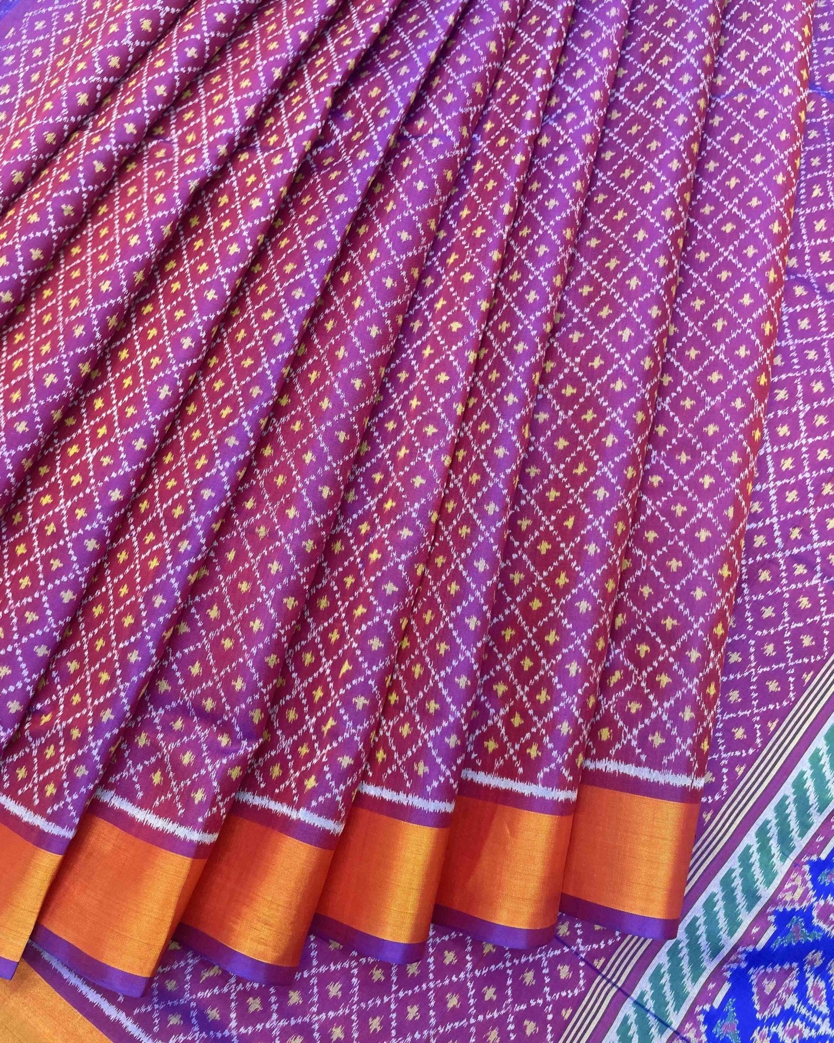Blue & Purple Doted Patola Saree - SindhoiPatolaArt