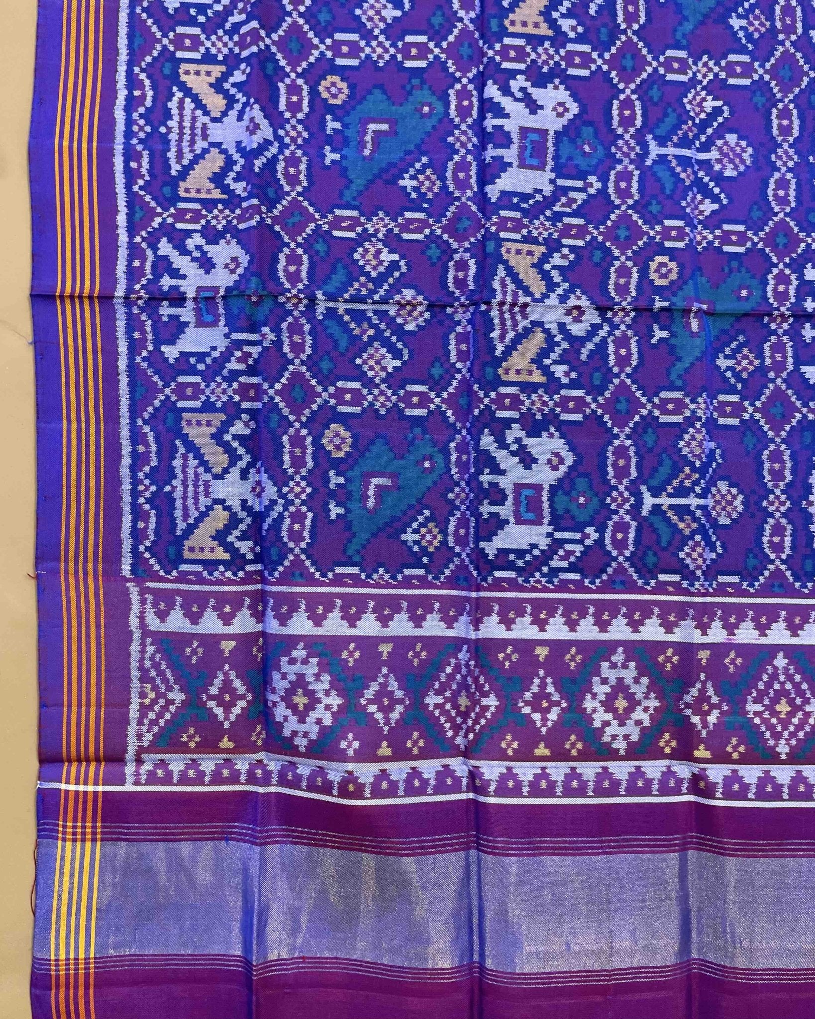 Blue & Purple Narikunj Designer Patola Dupatta - SindhoiPatolaArt