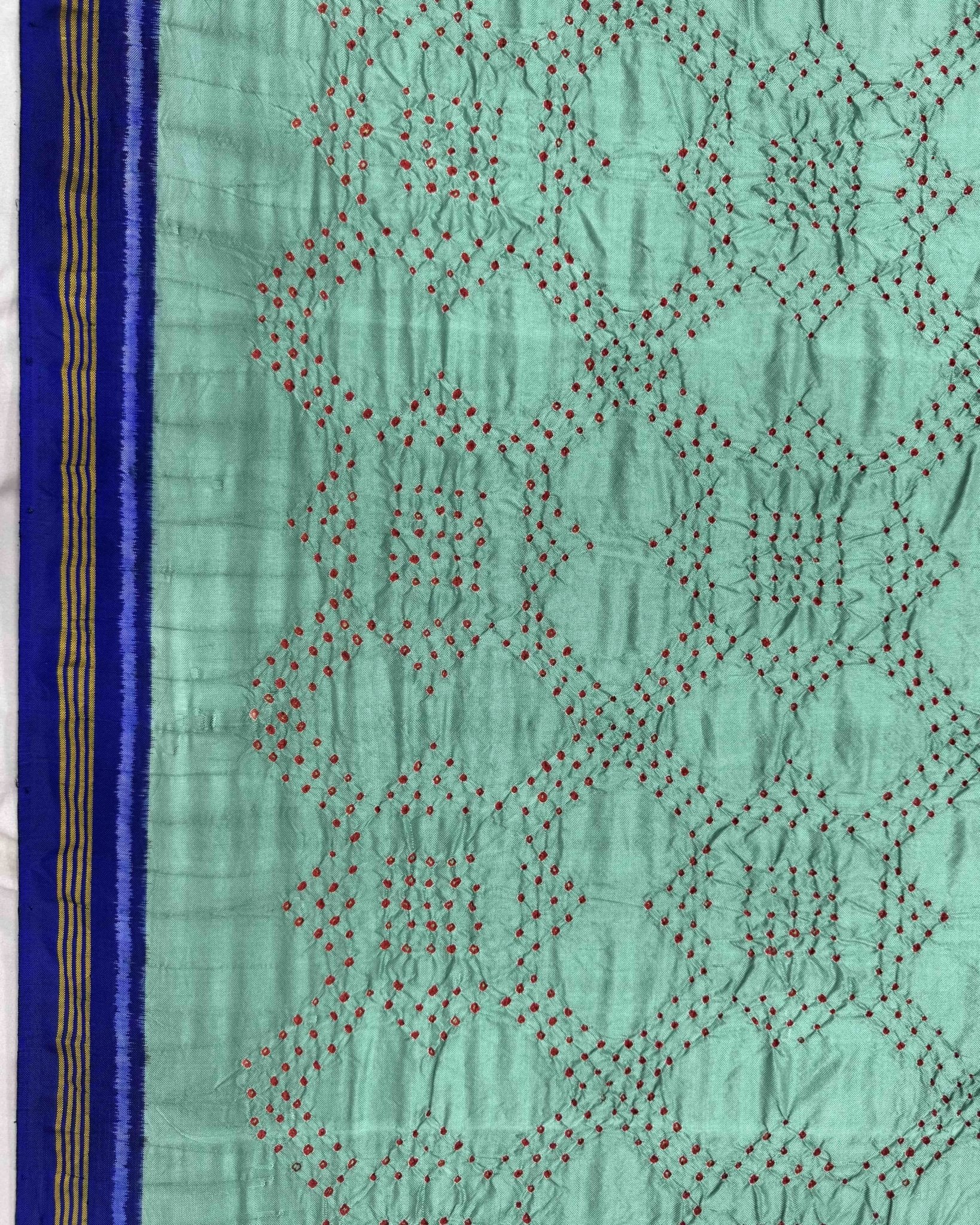 Blue & Sea Green Bandhani Patola Dupatta - SindhoiPatolaArt
