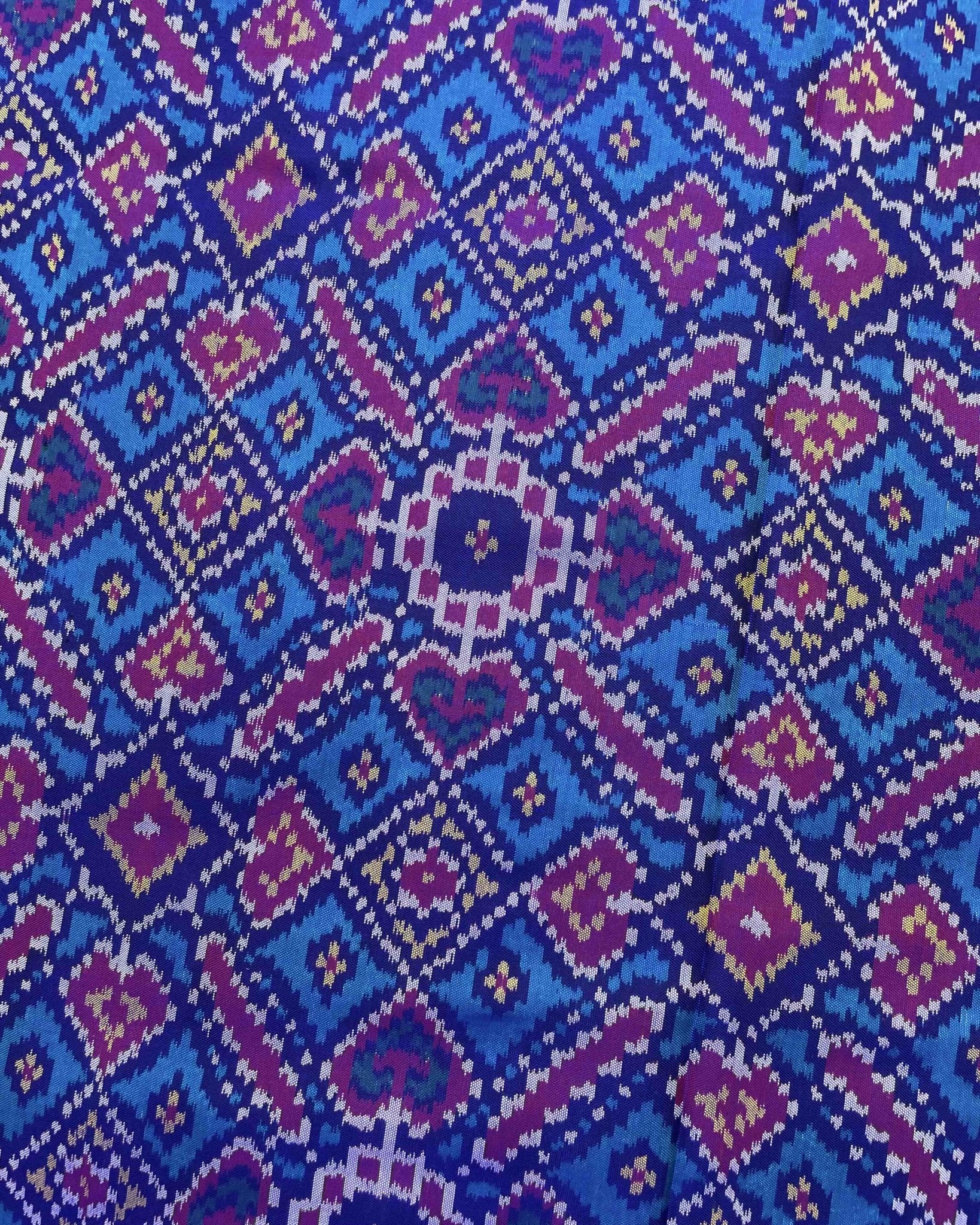 Blue & Sky Blue Manekchowk Patola Saree - SindhoiPatolaArt