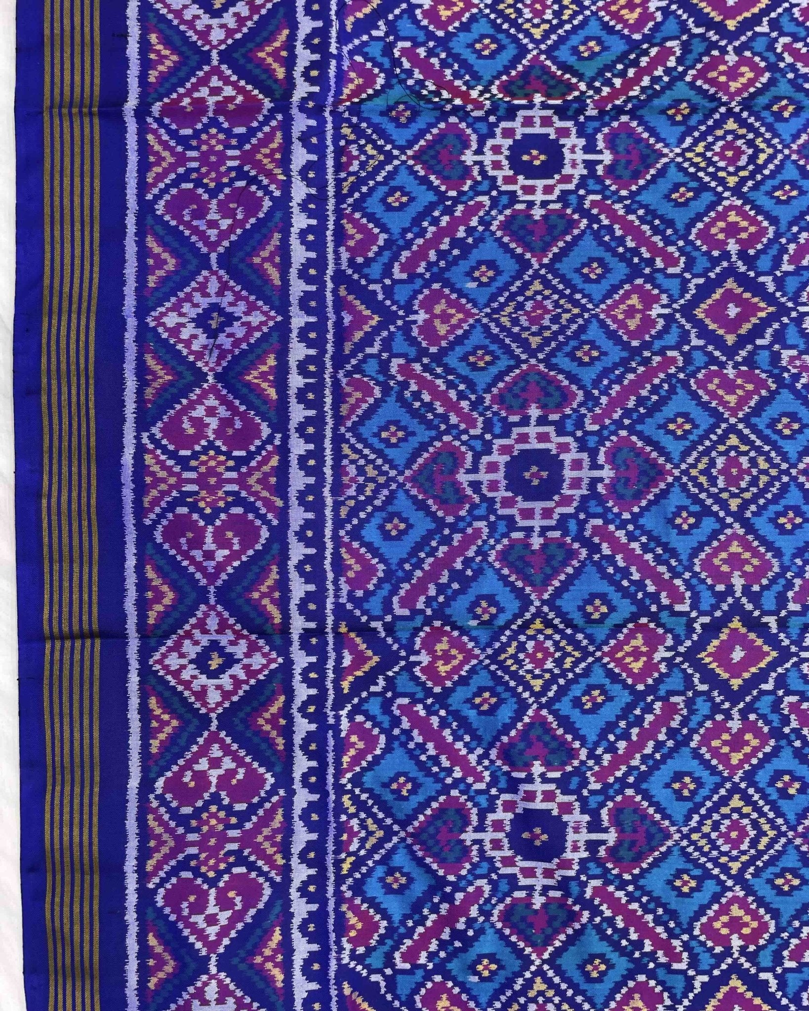 Blue & Sky Blue Manekchowk Patola Saree - SindhoiPatolaArt