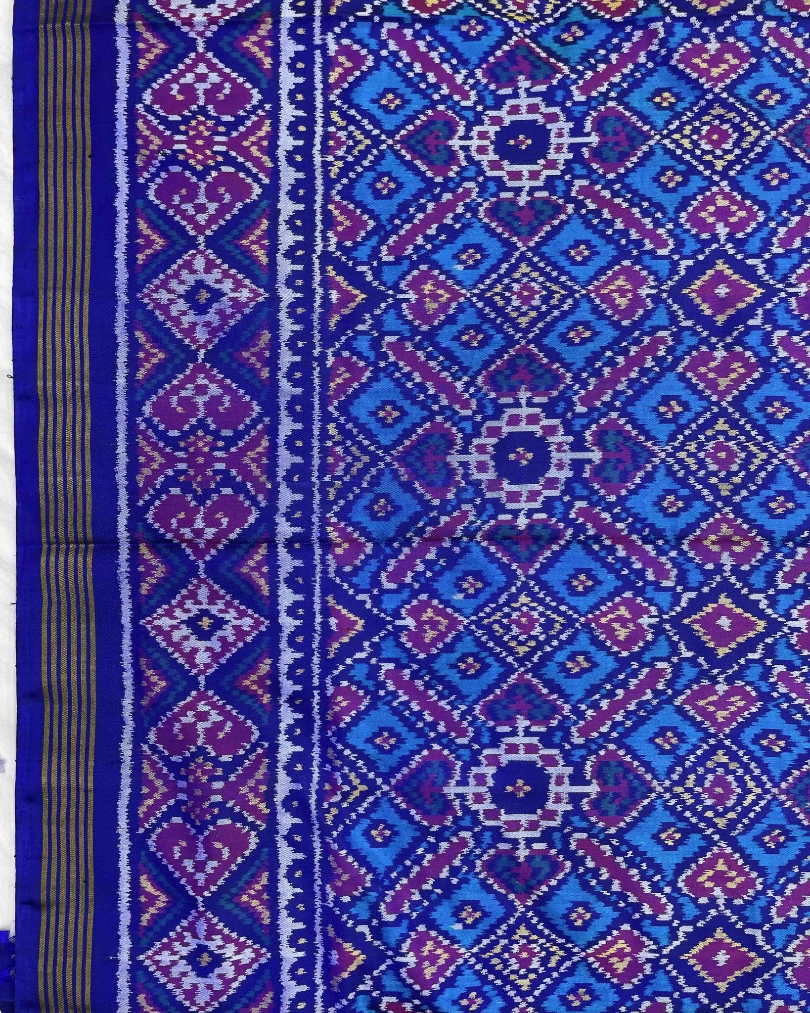 Blue & Sky Blue Manekchowk Patola Saree - SindhoiPatolaArt
