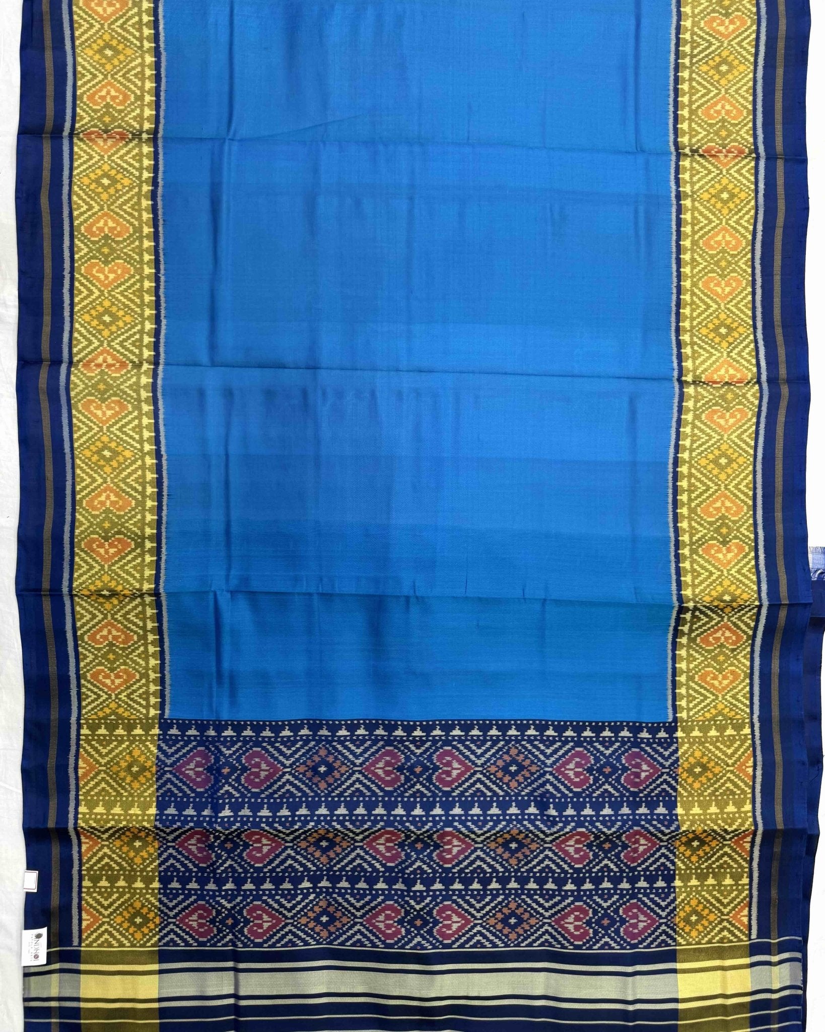 Blue & Sky Blue Plain Patola Saree - SindhoiPatolaArt