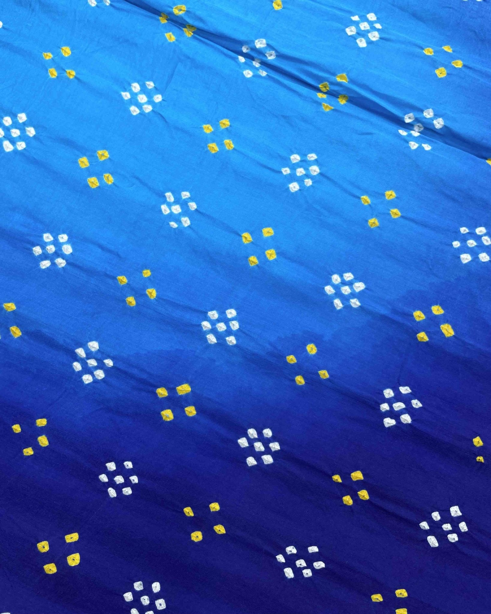 Blue & Sky Blue Shaded Gajji Silk Bandhani Saree - SindhoiPatolaArt