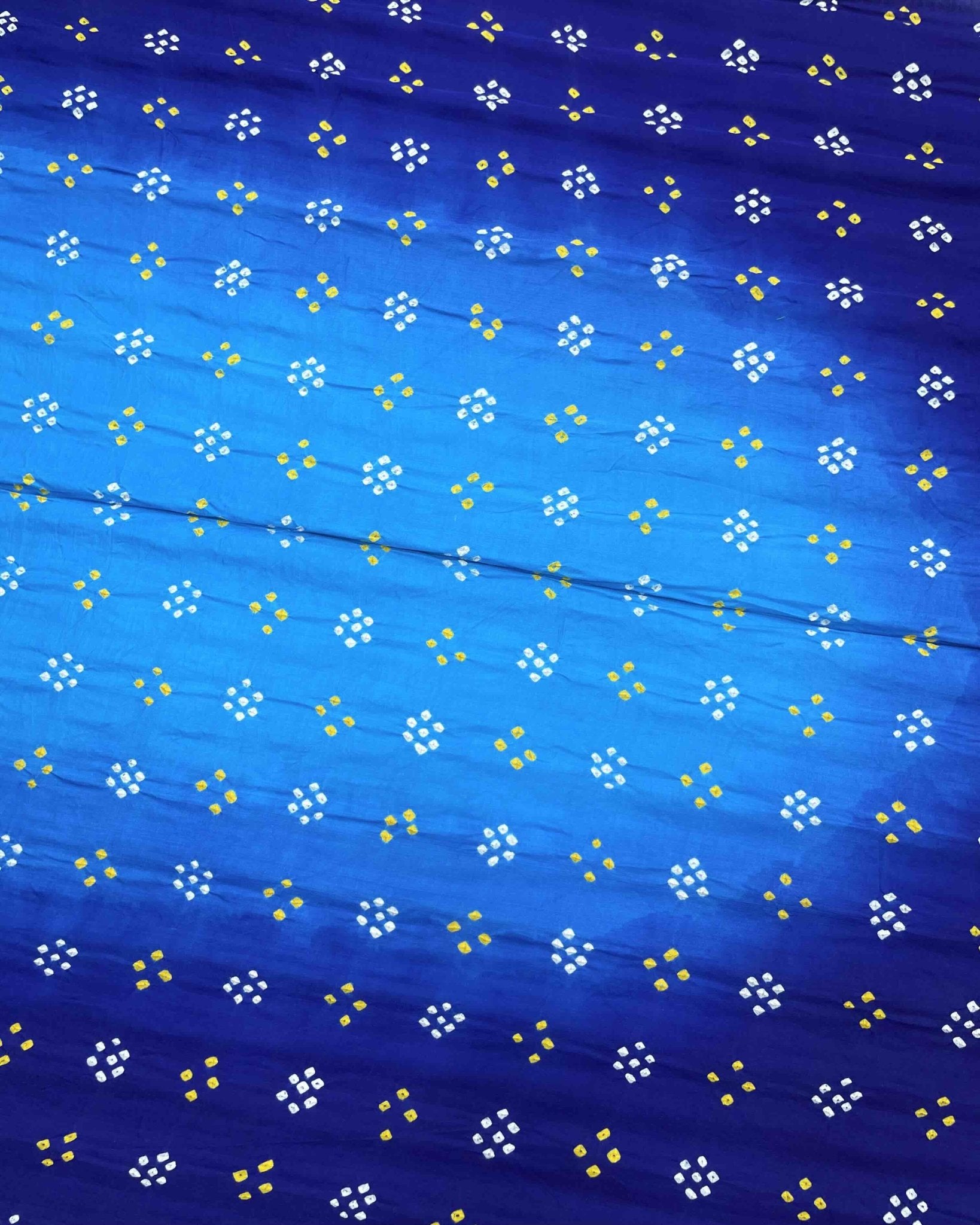 Blue & Sky Blue Shaded Gajji Silk Bandhani Saree - SindhoiPatolaArt