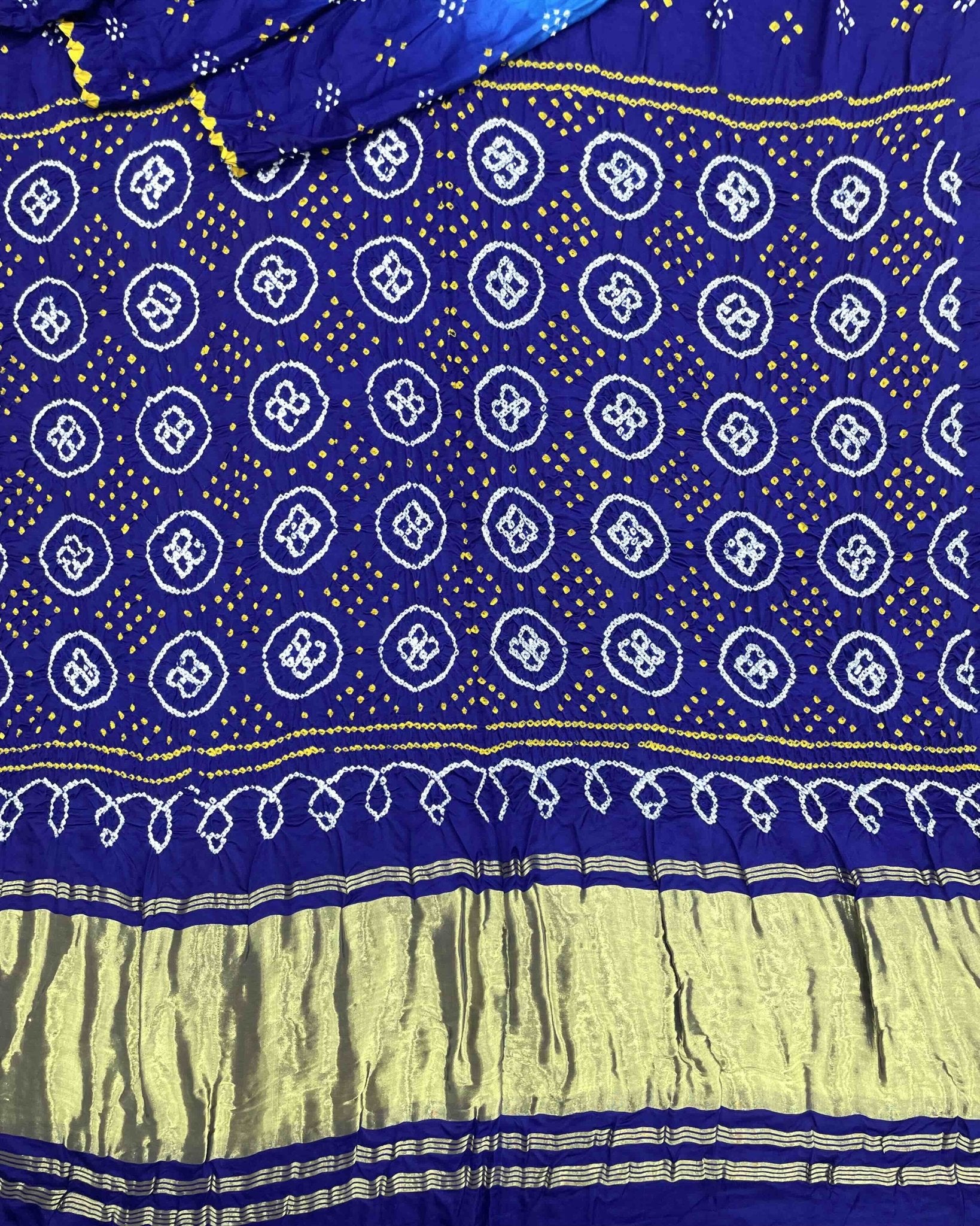 Blue & Sky Blue Shaded Gajji Silk Bandhani Saree - SindhoiPatolaArt