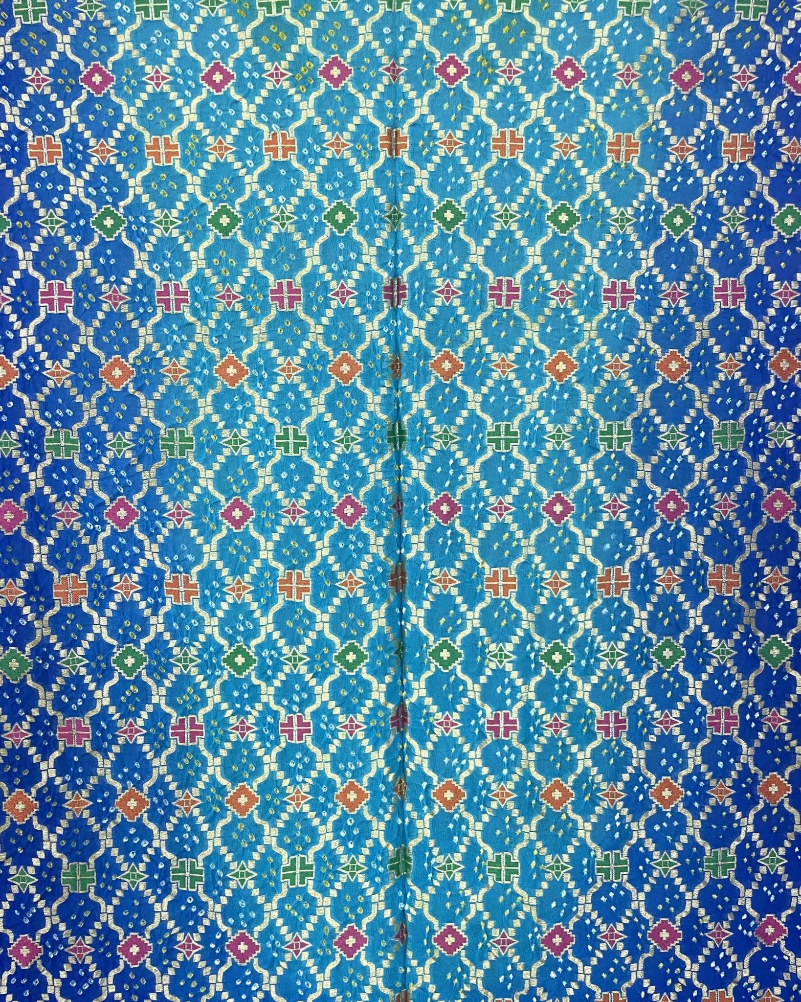 Blue & Sky Shaded Meenakari Georgette Bandhani Dupatta - SindhoiPatolaArt