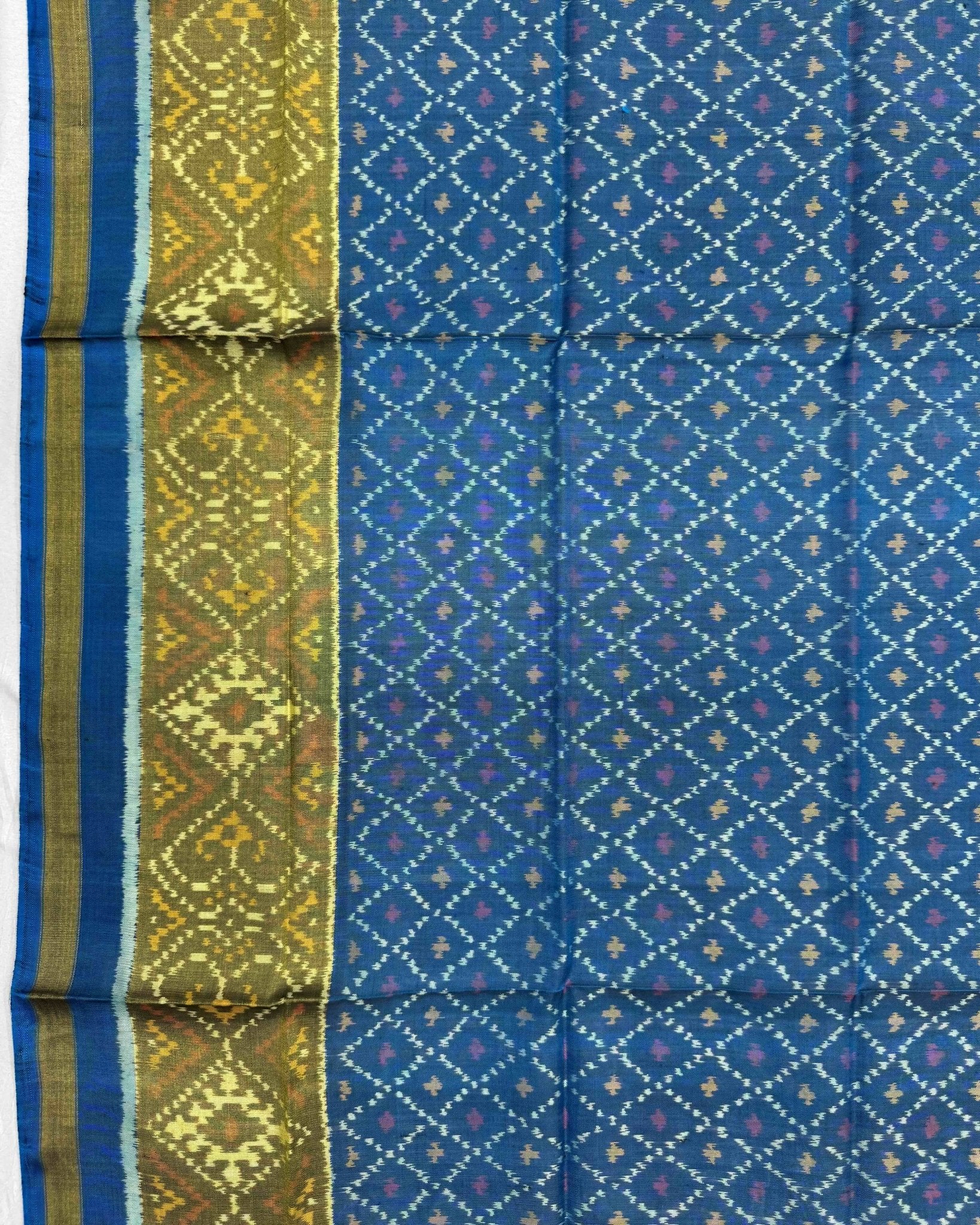 Blue Turquoise Shade Boody Patola Dupatta - SindhoiPatolaArt