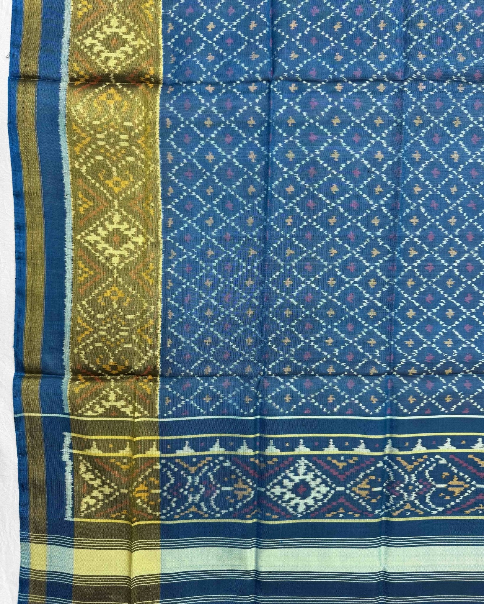 Blue Turquoise Shade Boody Patola Dupatta - SindhoiPatolaArt