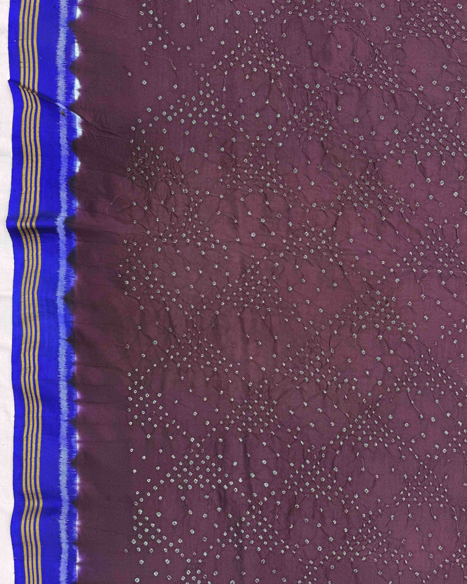 Blue & Wine Bandhani Patola Dupatta - SindhoiPatolaArt