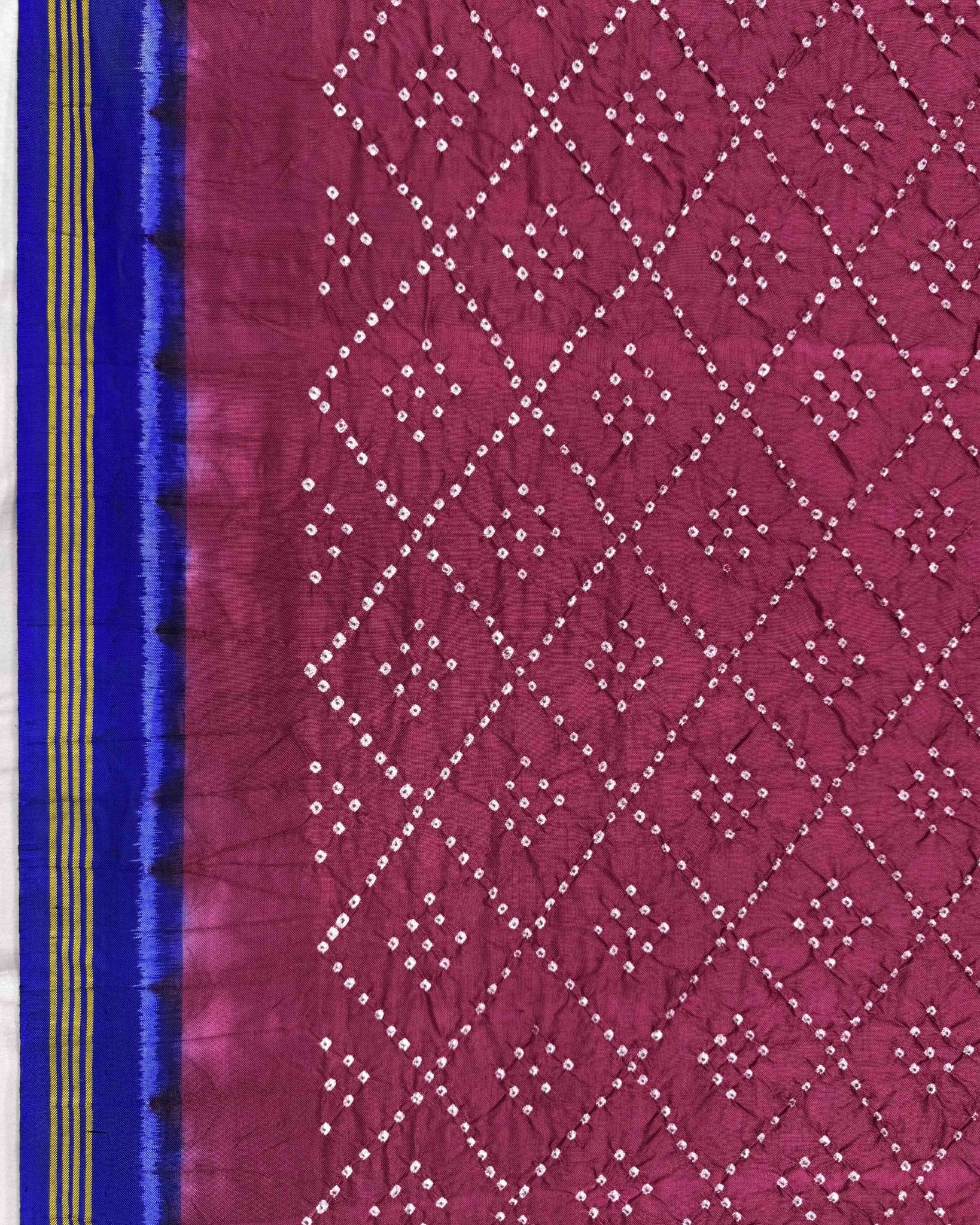 Blue & Wine Bandhani Patola Dupatta - SindhoiPatolaArt