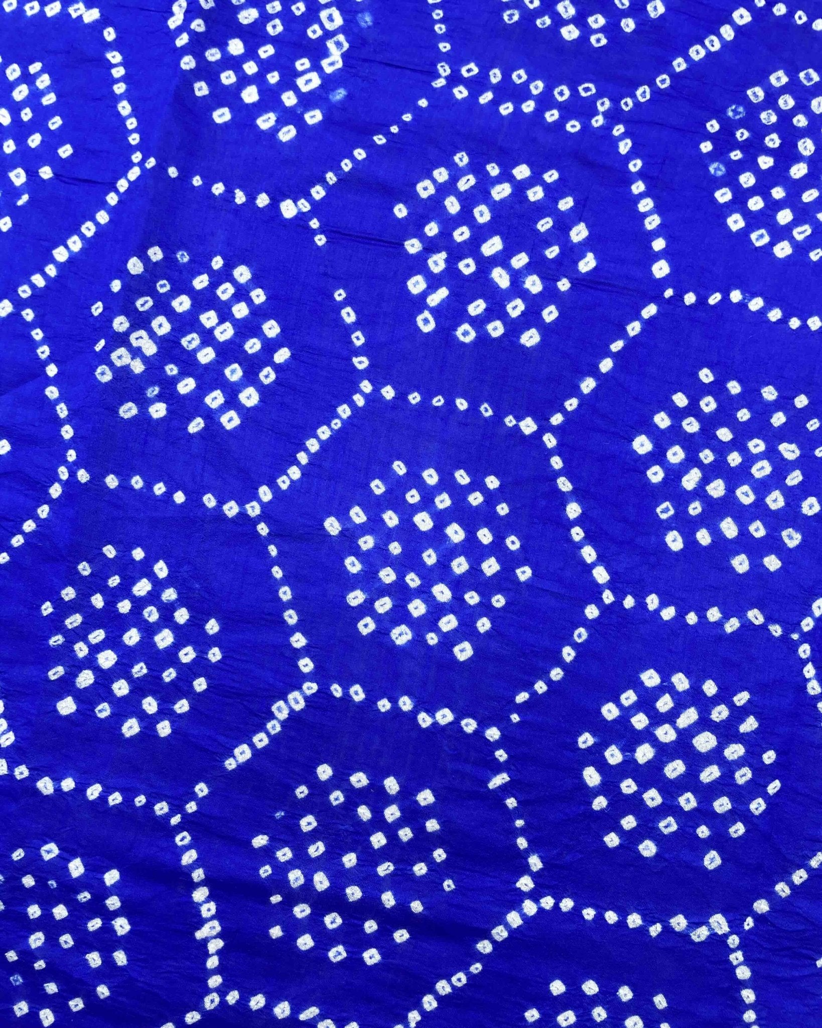Blue with Silver Border Bandhani Saree - SindhoiPatolaArt