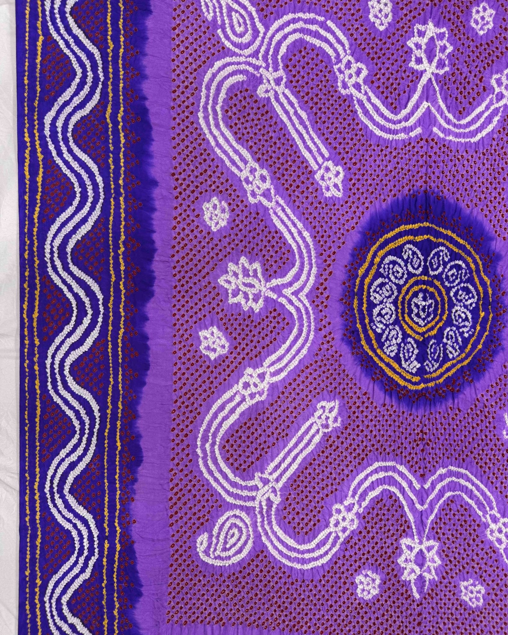 Bluish Purple & Light Purple Gajji Silk Bandhani Dupatta - SindhoiPatolaArt