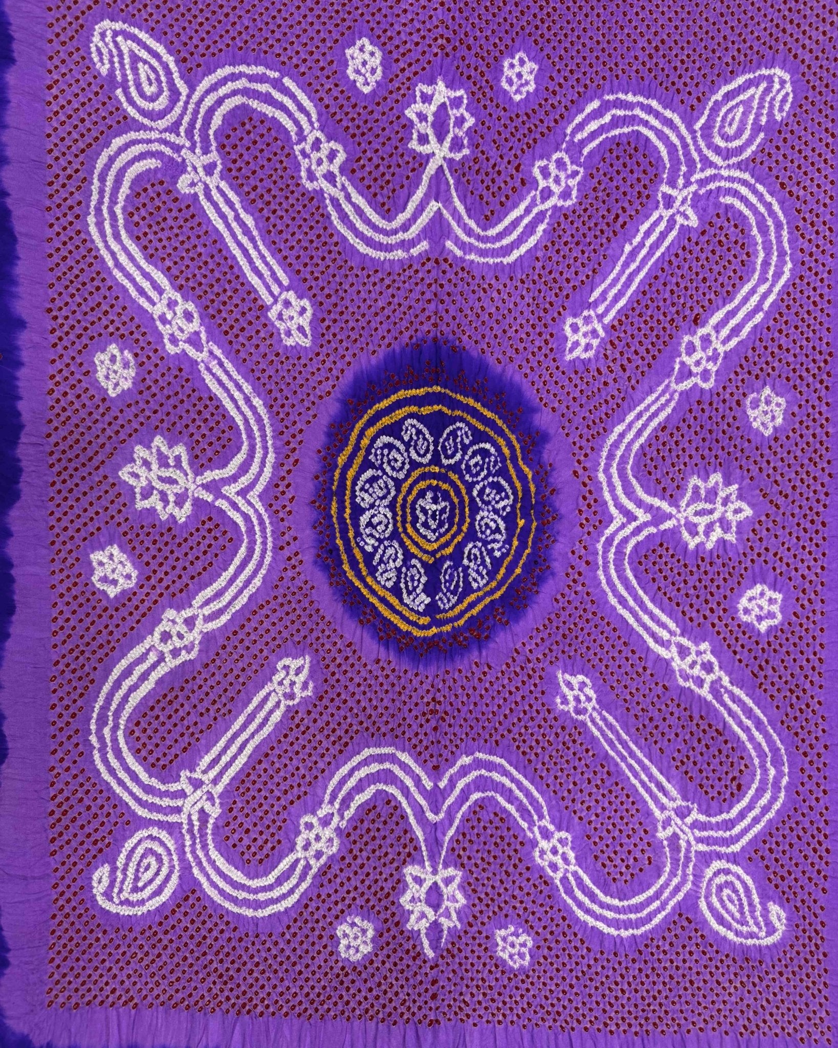 Bluish Purple & Light Purple Gajji Silk Bandhani Dupatta - SindhoiPatolaArt