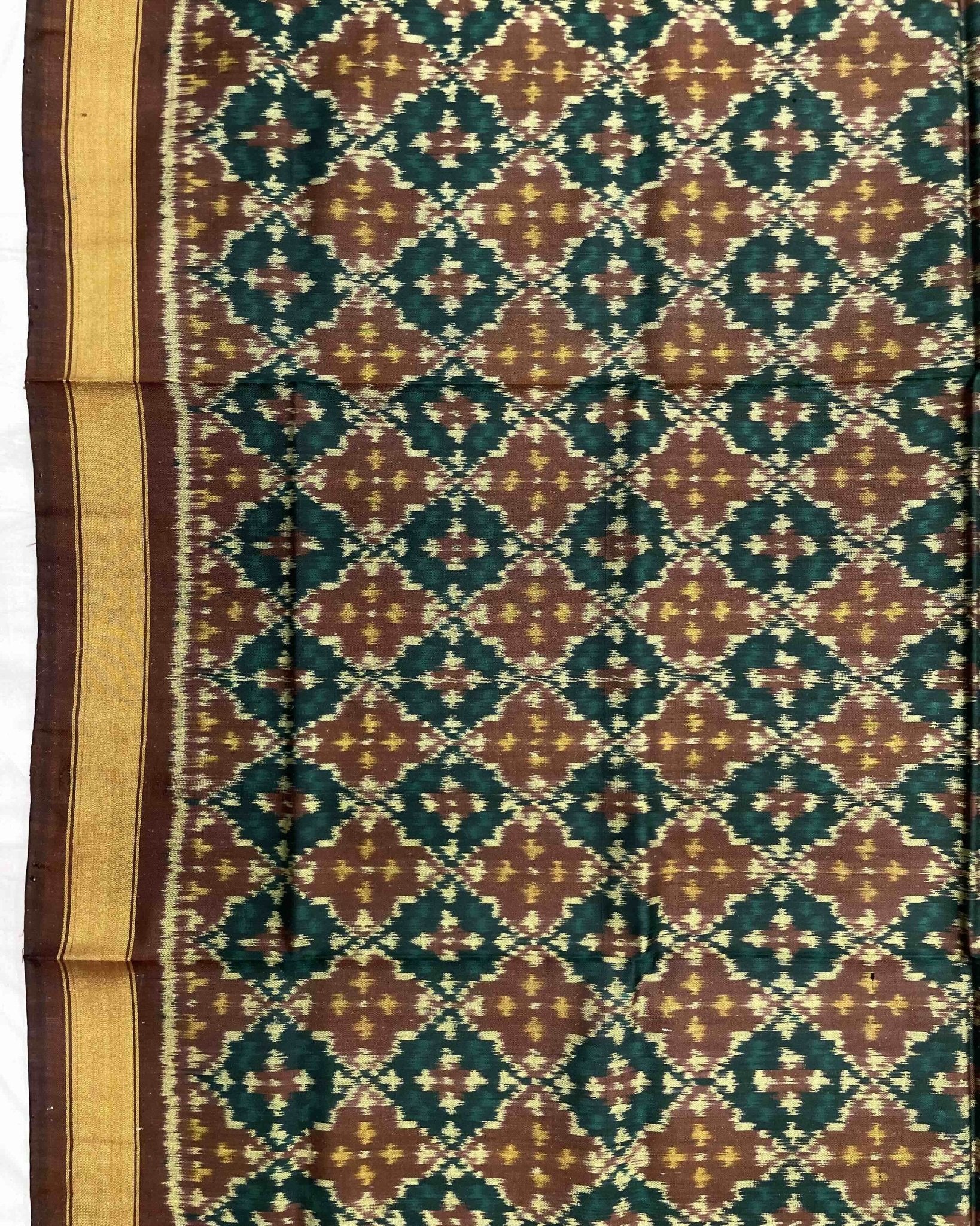 Brown Buttonful Design Patola Dupatta - SindhoiPatolaArt