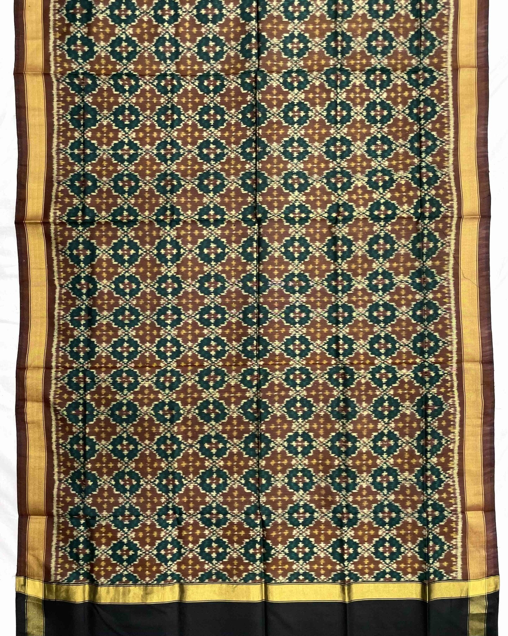 Brown Buttonful Design Patola Dupatta - SindhoiPatolaArt