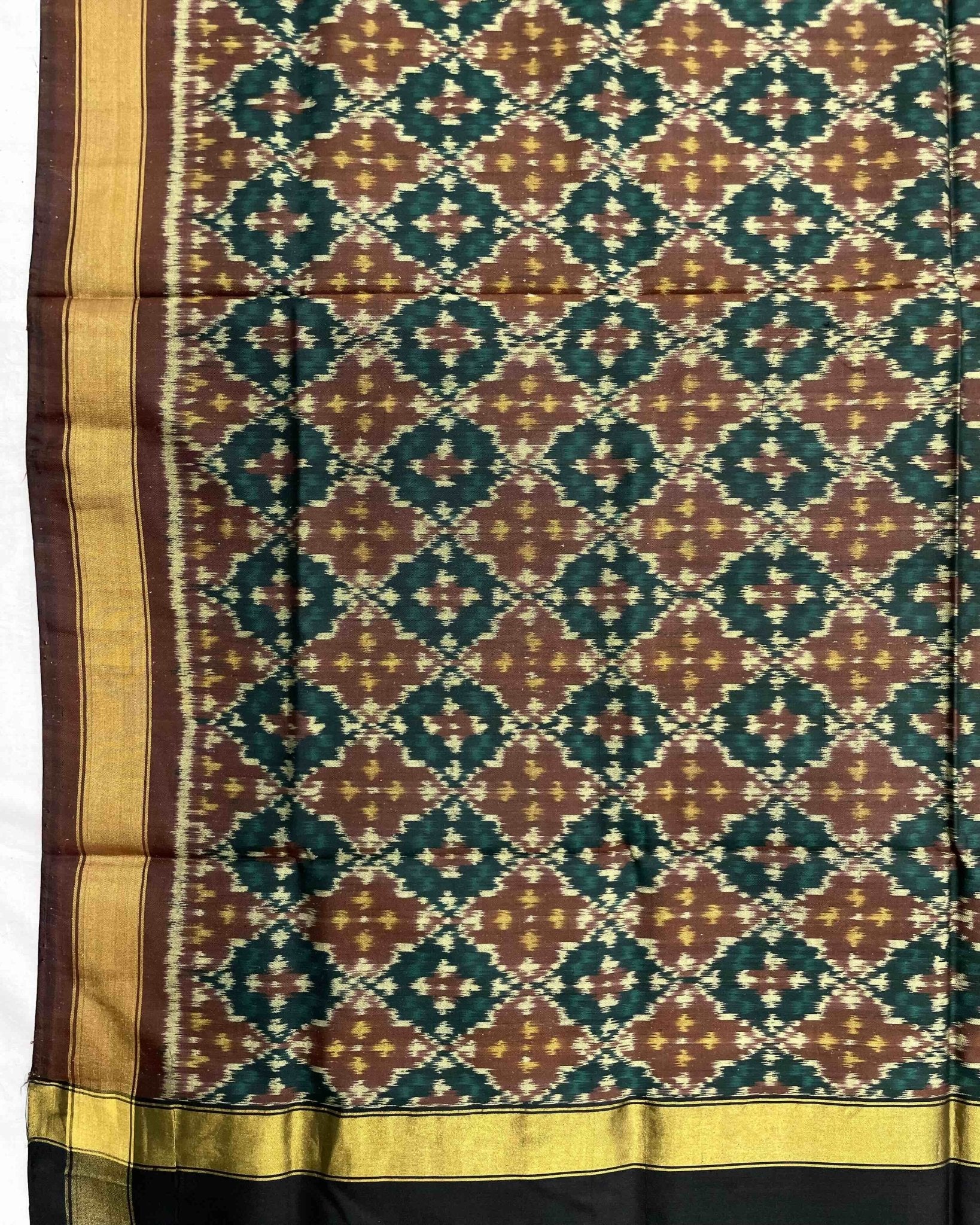 Brown Buttonful Design Patola Dupatta - SindhoiPatolaArt