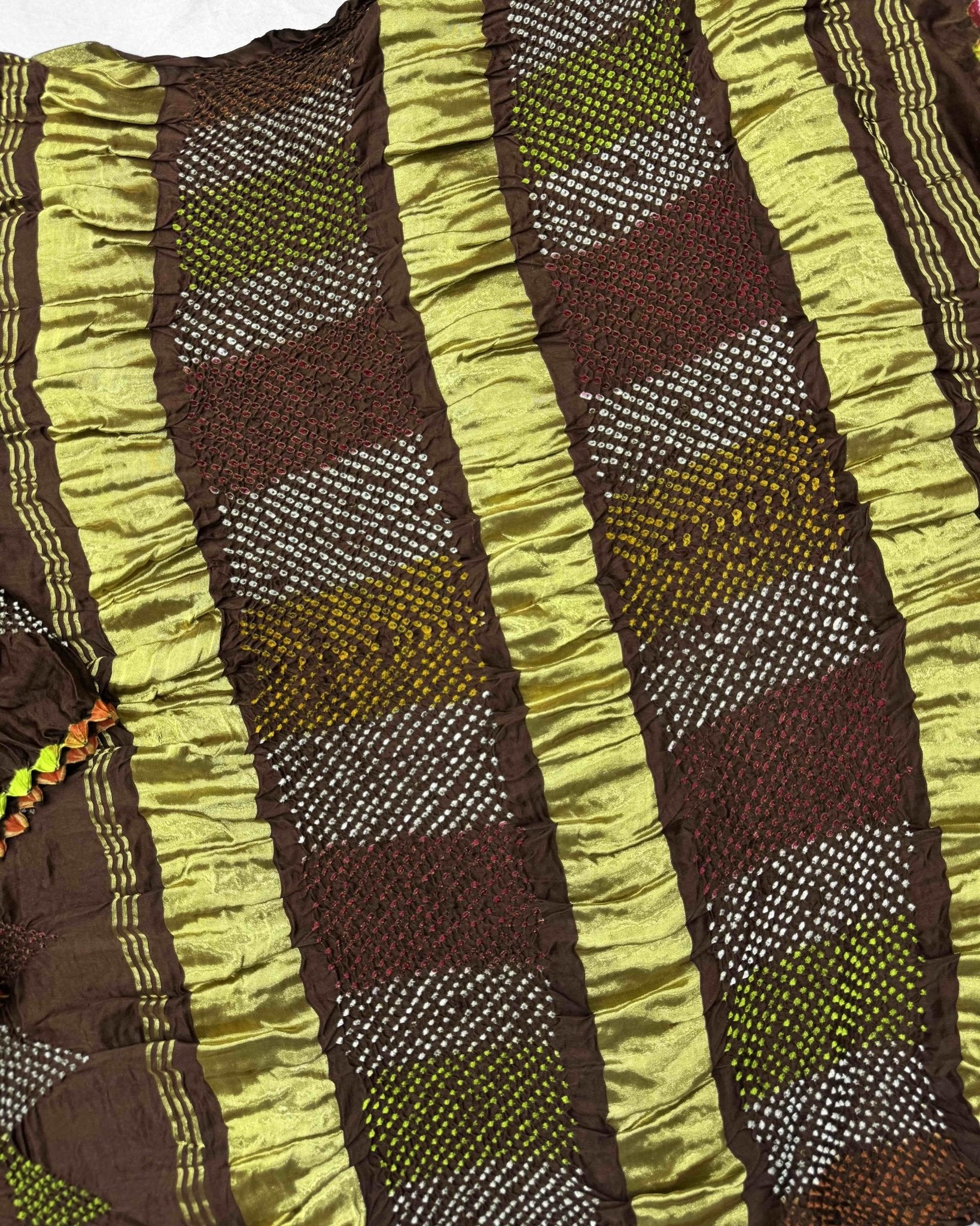 Brown Gajji Silk Bandhani Saree - SindhoiPatolaArt
