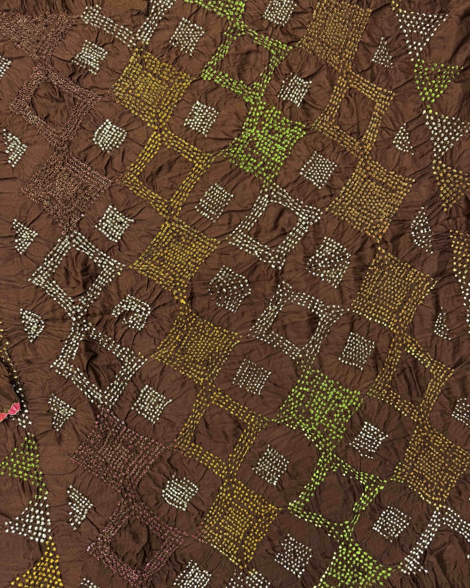 Brown Gajji Silk Bandhani Saree - SindhoiPatolaArt