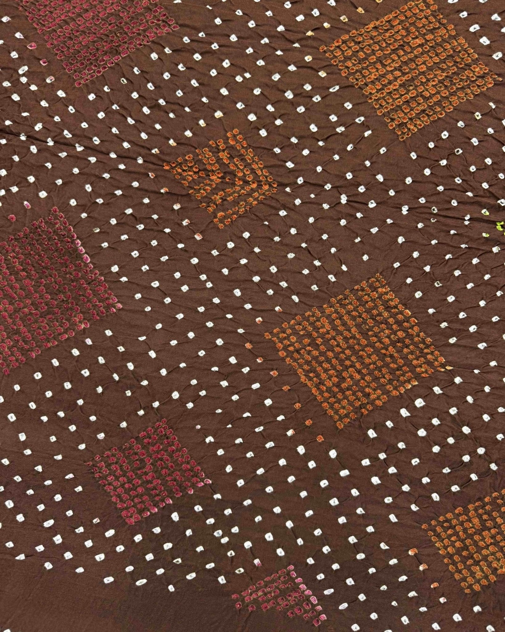 Brown Gajji Silk Bandhani Saree - SindhoiPatolaArt