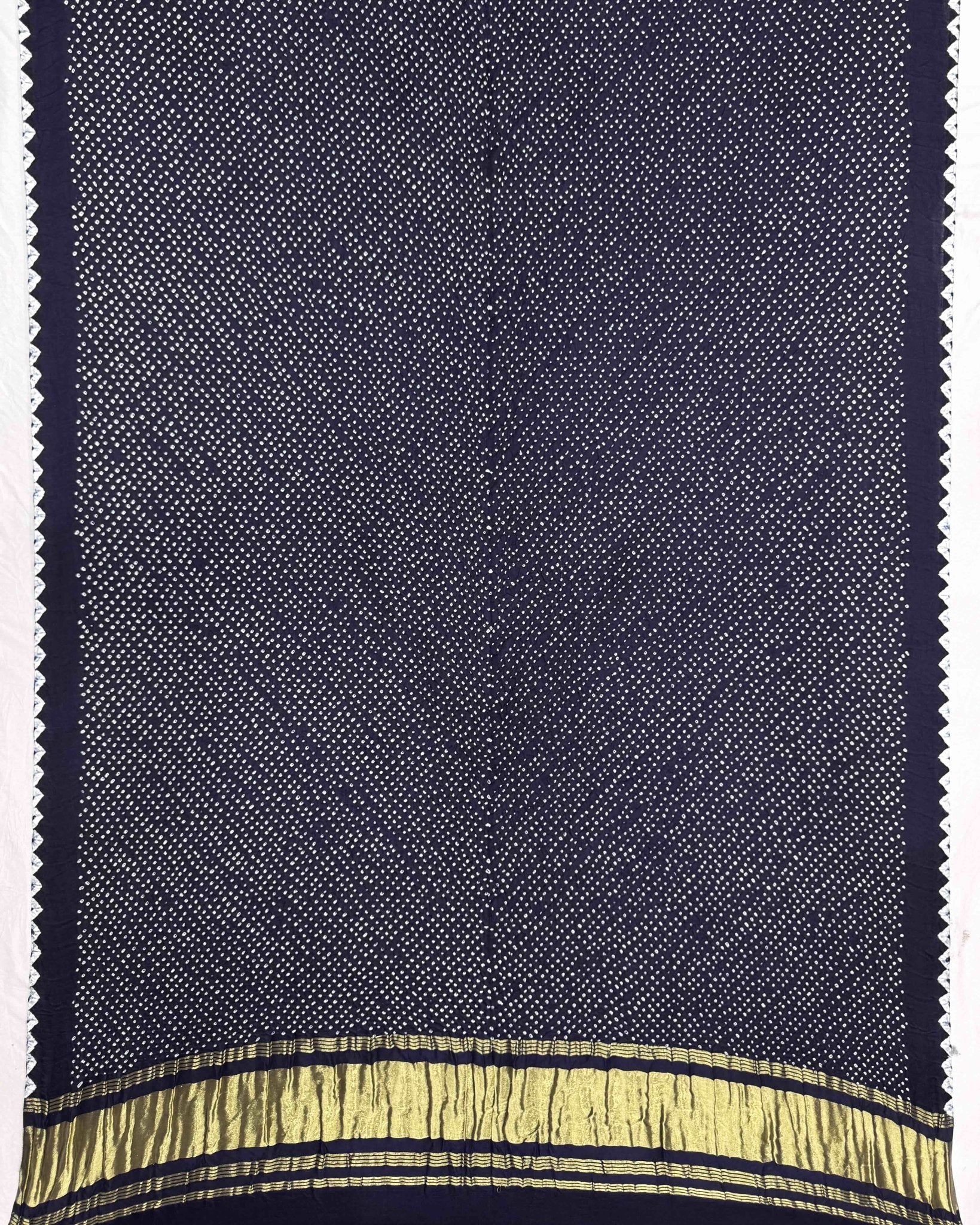 Dark Blue Gajji Silk Bandhani Dupata - SindhoiPatolaArt