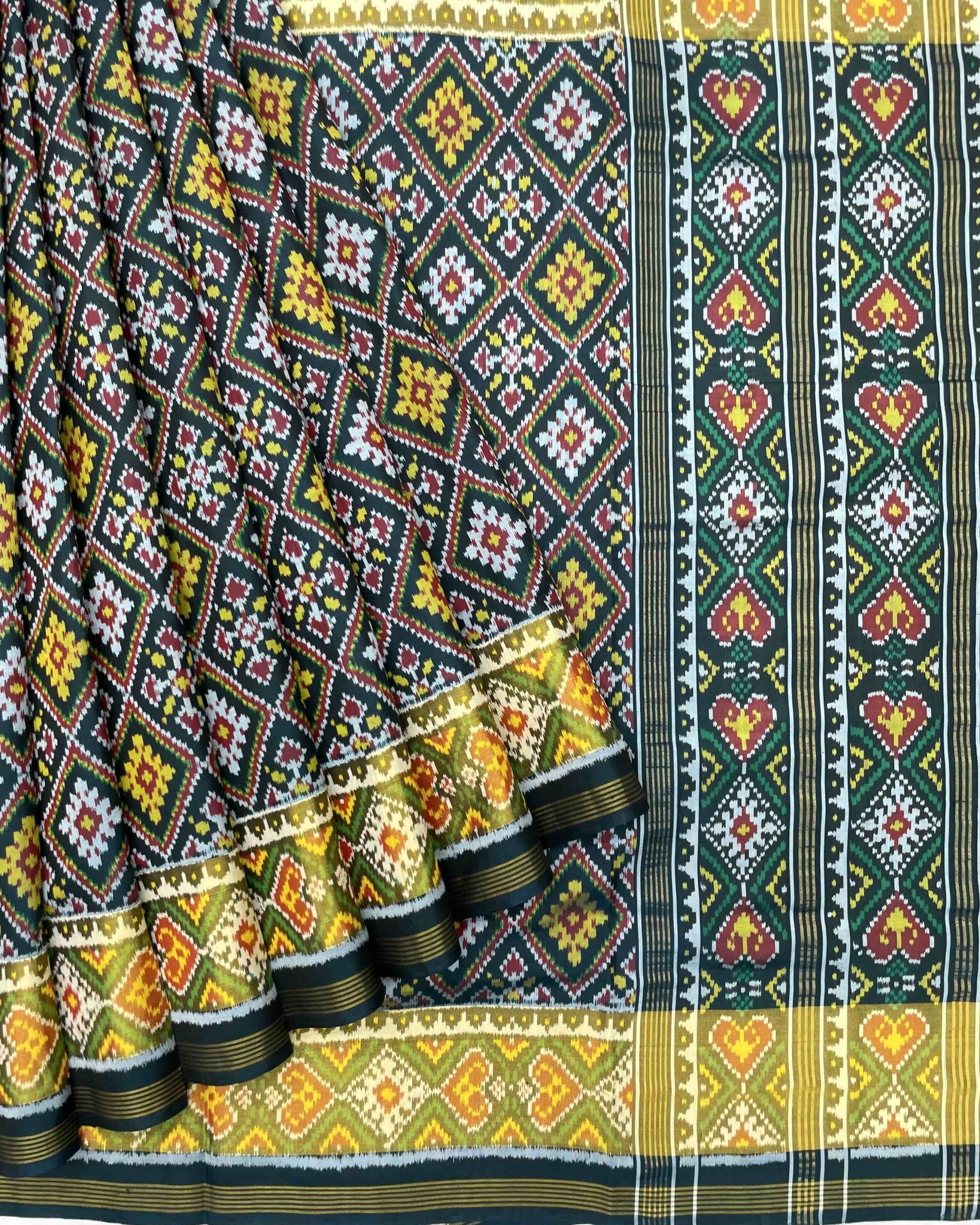 Dark Green Panchanda Designer Patola Saree - SindhoiPatolaArt