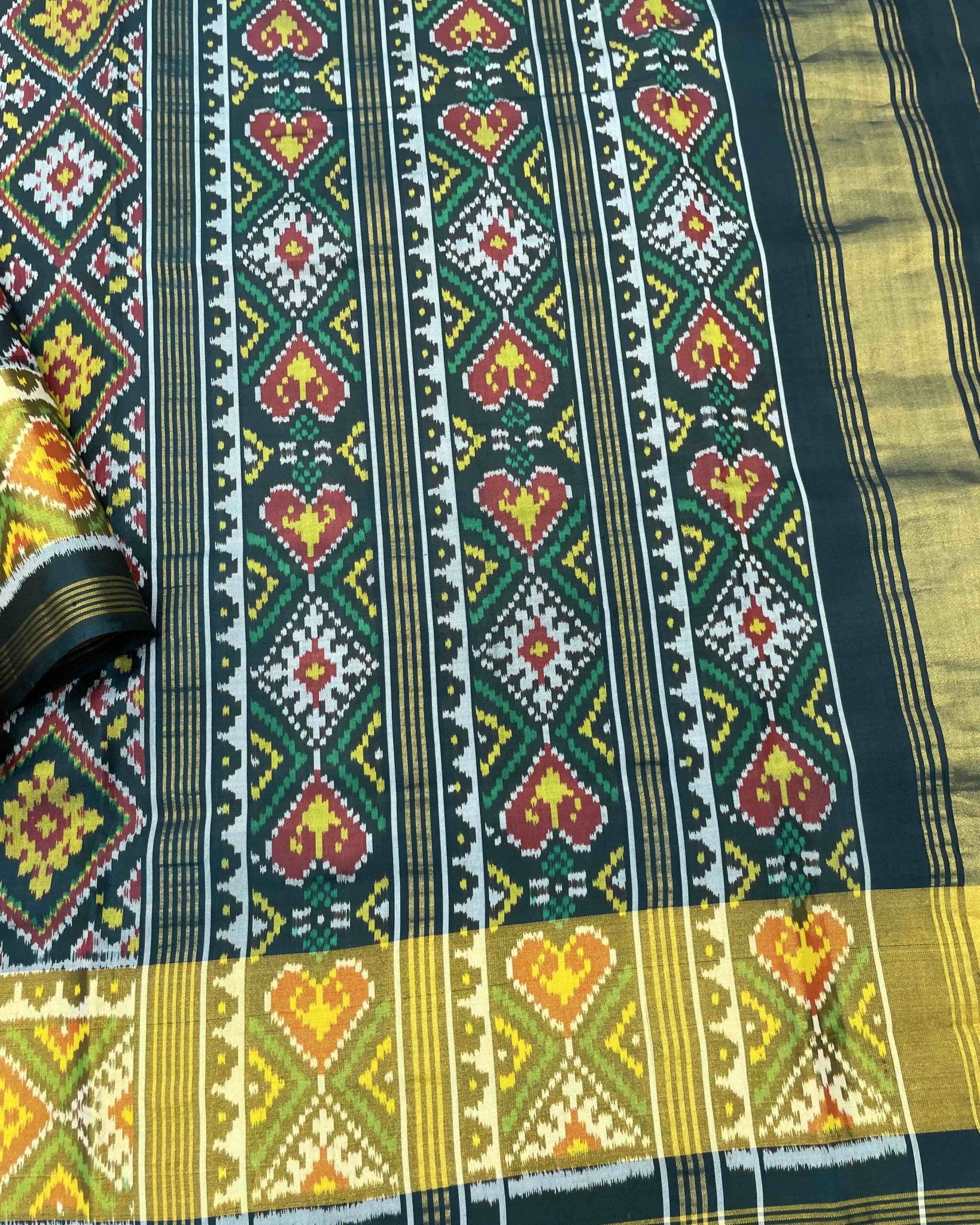 Dark Green Panchanda Designer Patola Saree - SindhoiPatolaArt