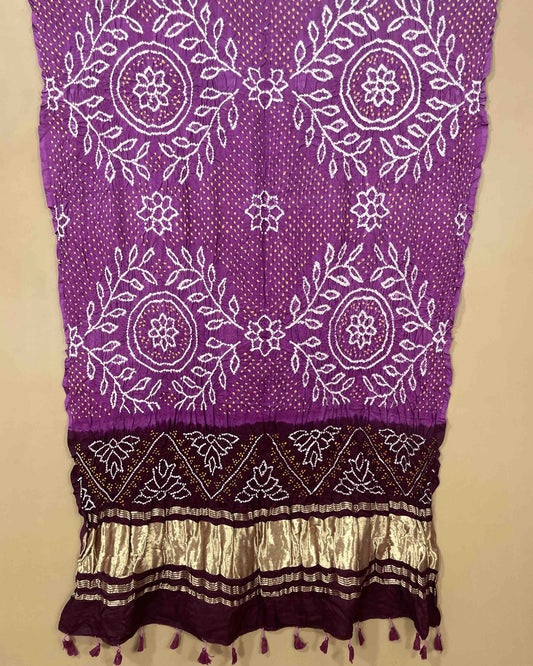 Dark & Light Purple Bandhani Dupatta - SindhoiPatolaArt