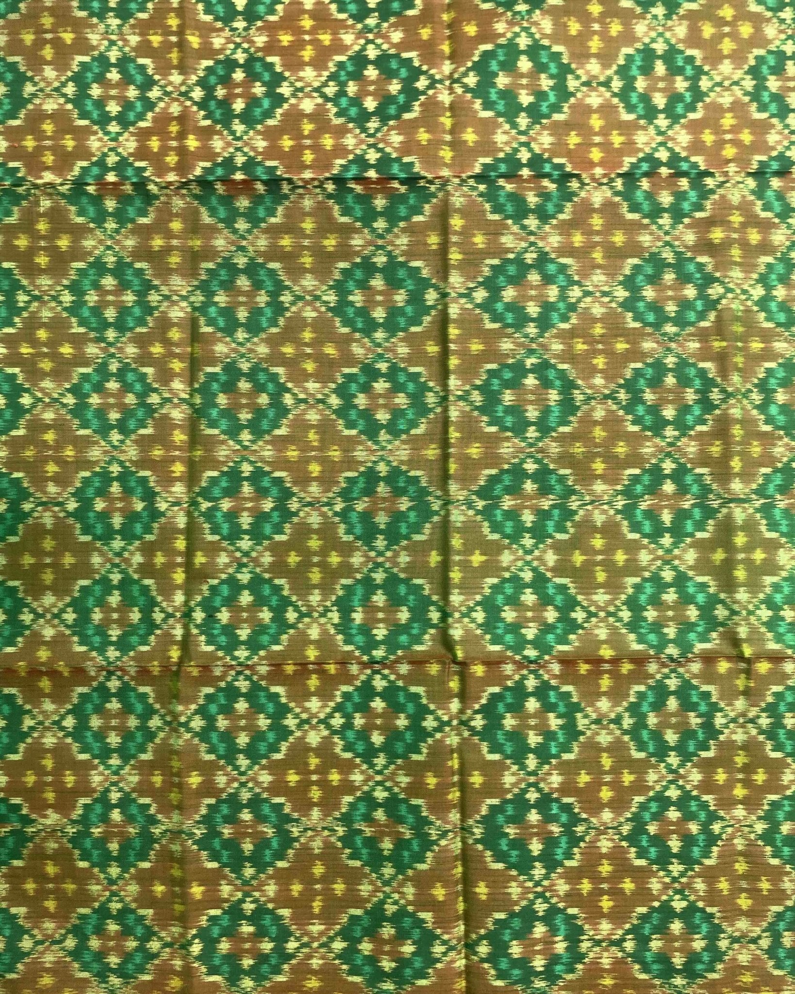 Green Buttonful Design Patola Dupatta - SindhoiPatolaArt