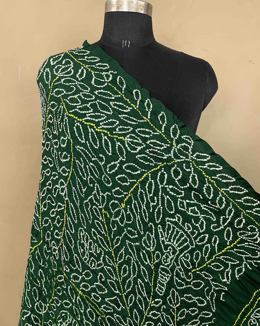 Green Gajji Bandhani Dupatta - SindhoiPatolaArt