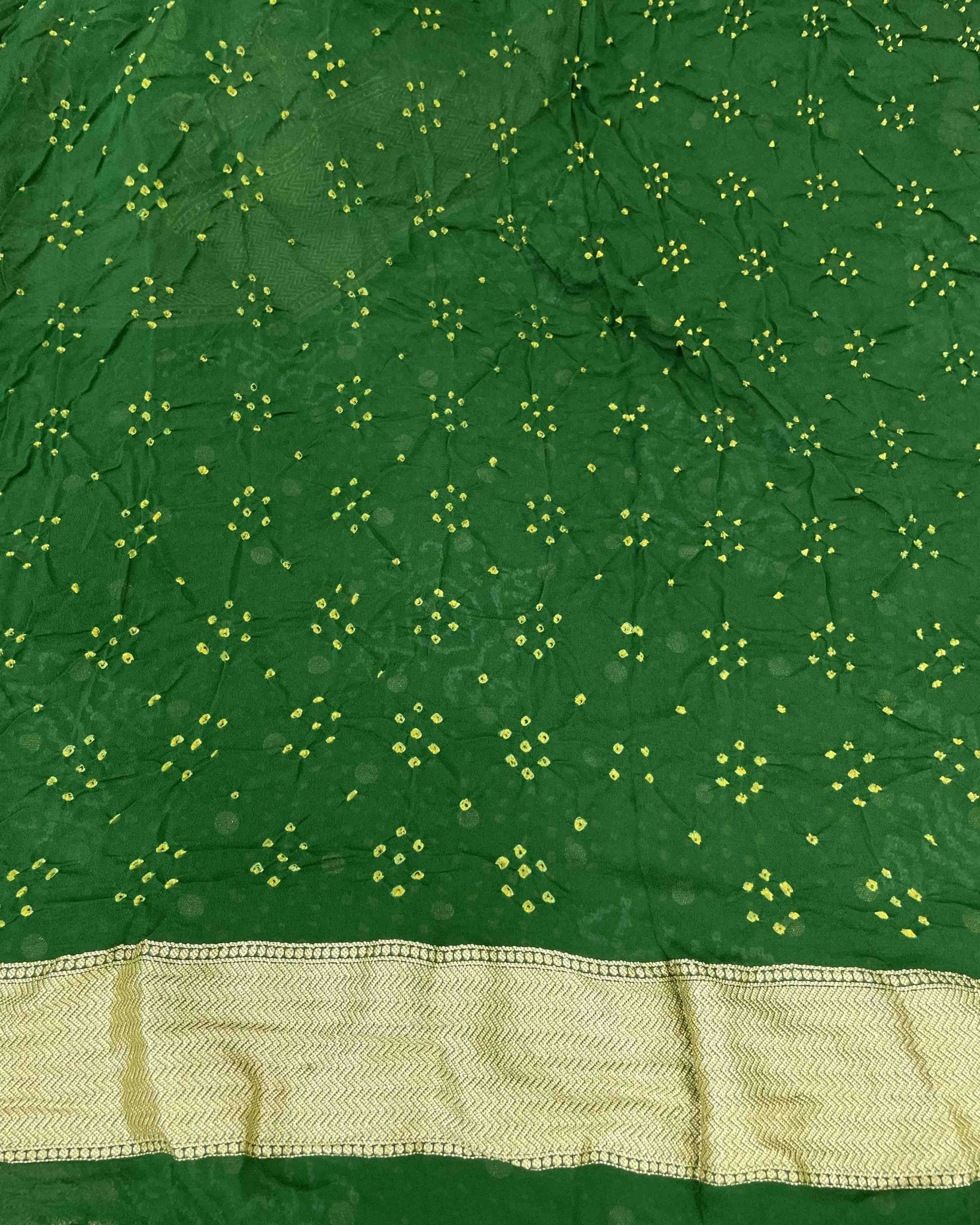 Green Georgette Bandhani Saree - SindhoiPatolaArt