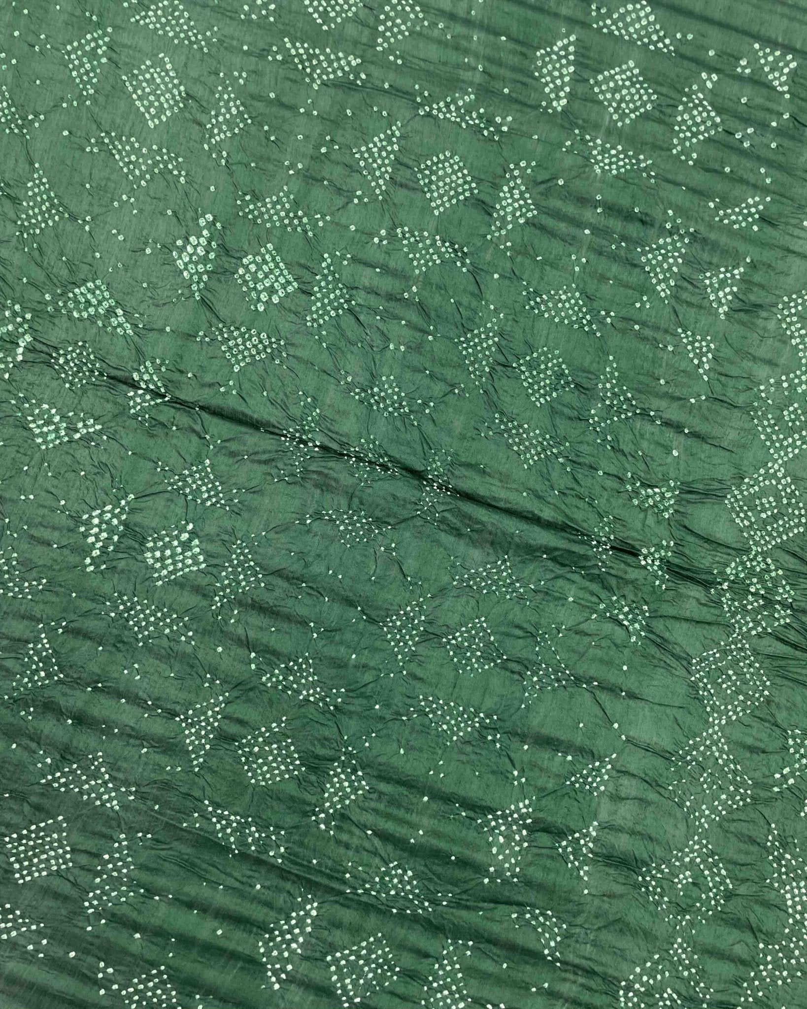 Green Munga Silk Pen Kamalkari Bandhani Saree - SindhoiPatolaArt