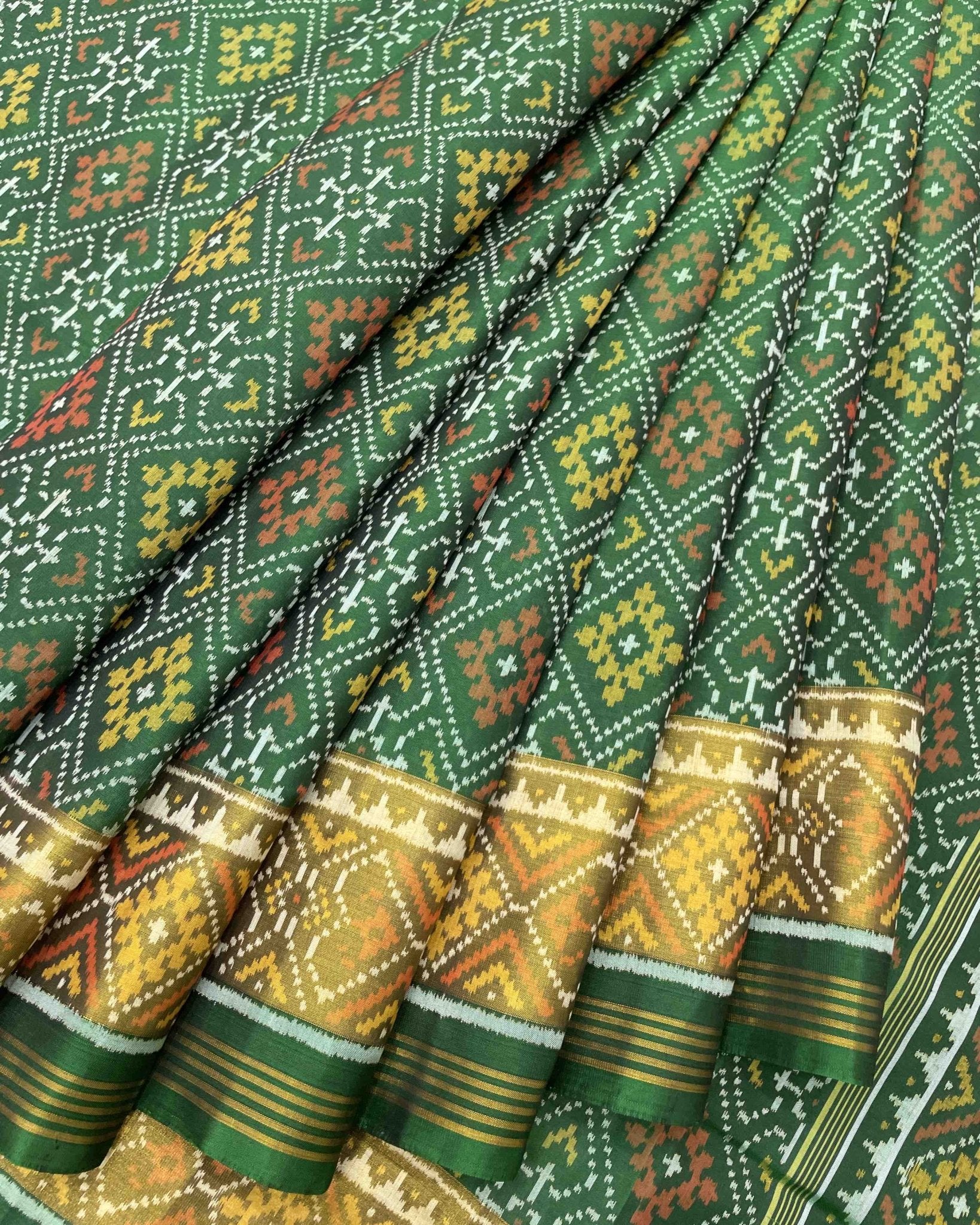 Green Panchanda Designer Patola Saree - SindhoiPatolaArt