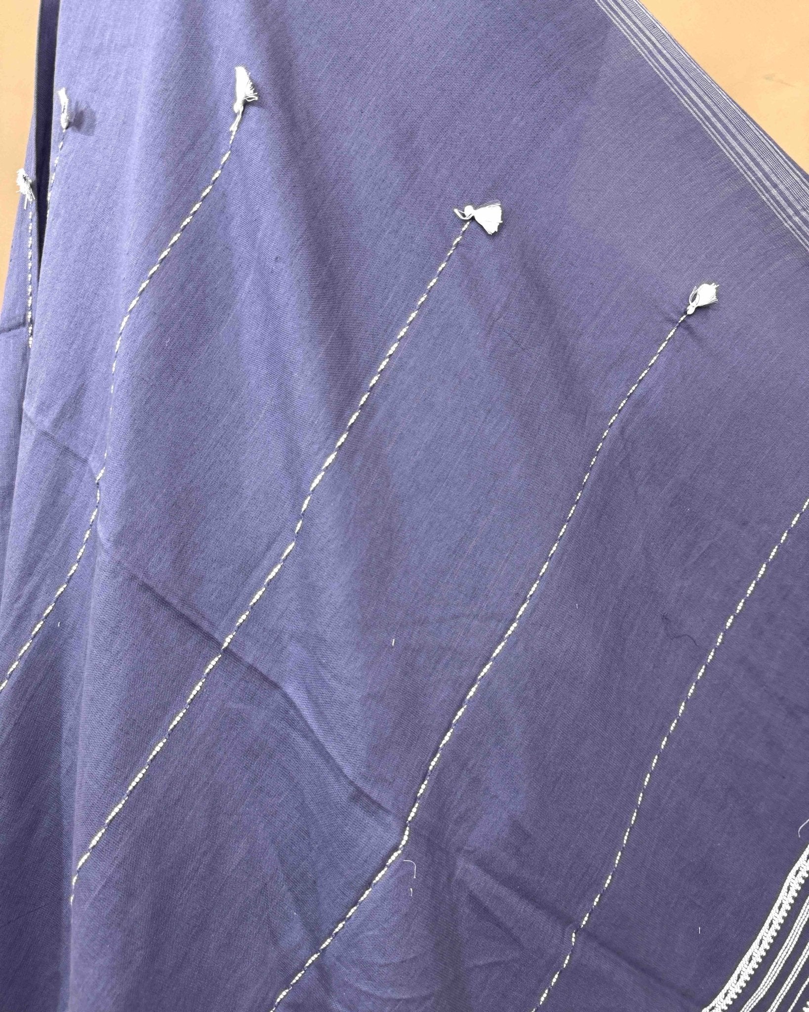 Greyish Blue Fine Cotton Dupatta - SindhoiPatolaArt