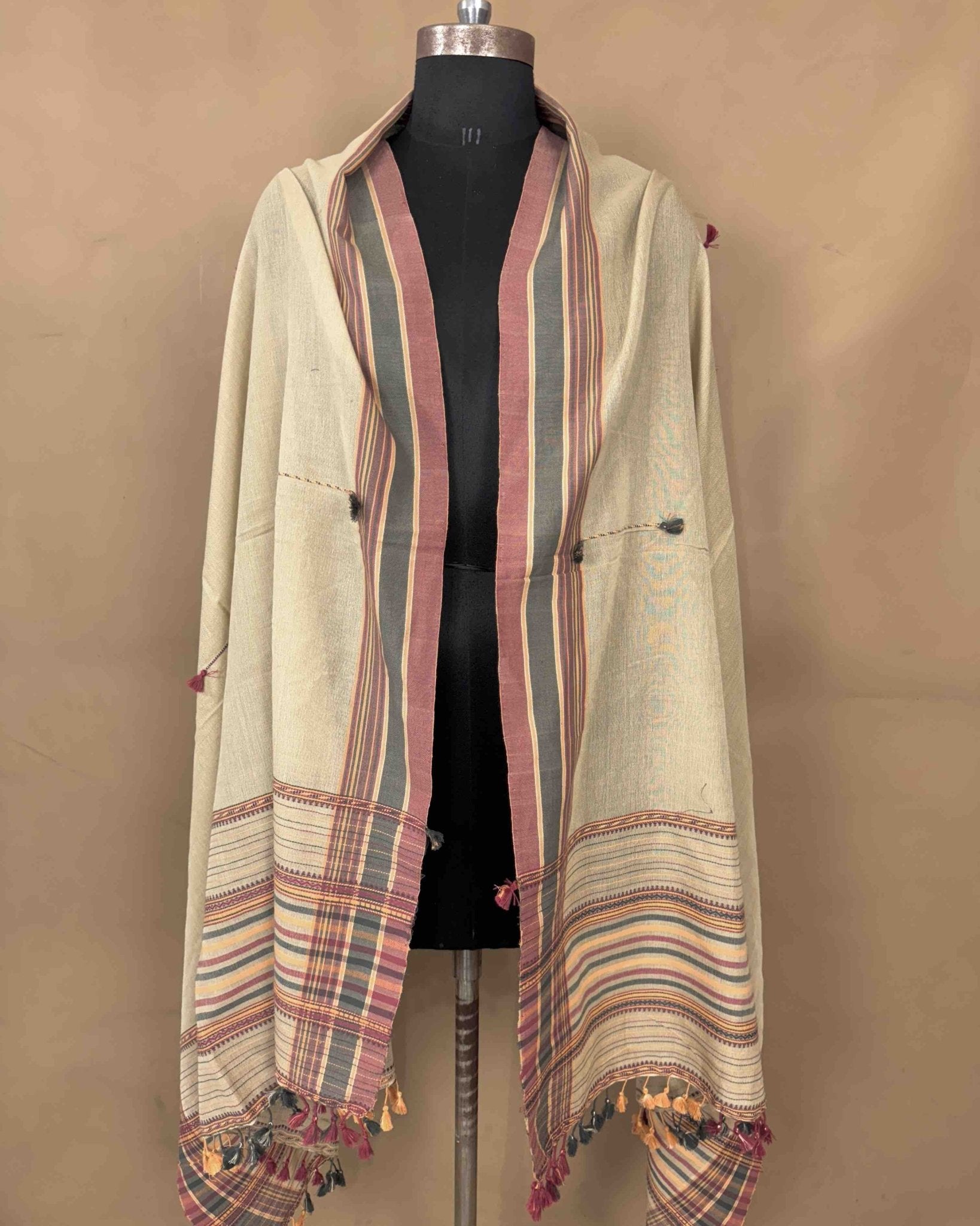 Light Biscuit Coloured Fine Cotton Dupatta - SindhoiPatolaArt