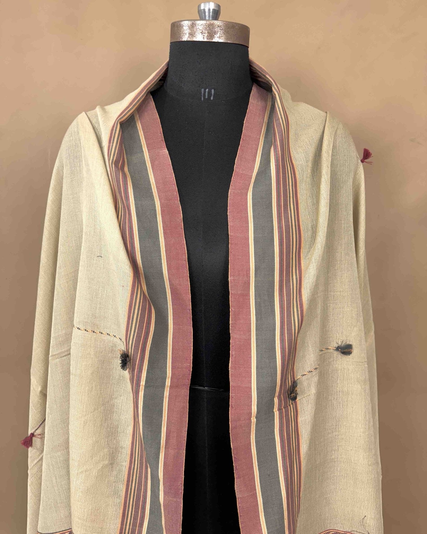 Light Biscuit Coloured Fine Cotton Dupatta - SindhoiPatolaArt