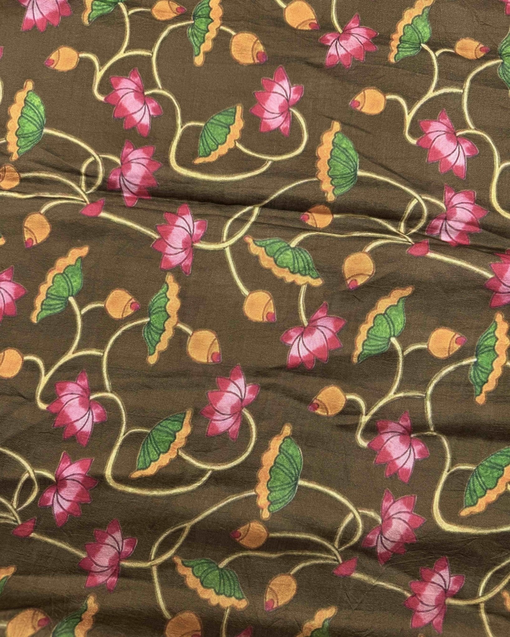 Maroon & Light Brown Picchwai Bandhani Saree - SindhoiPatolaArt