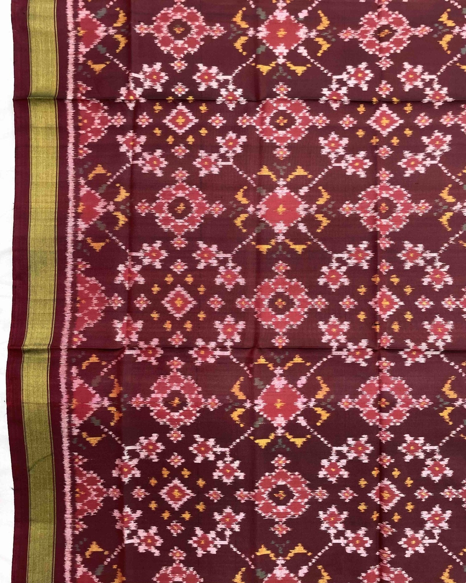 Maroon Navratan Patola Dupatta - SindhoiPatolaArt