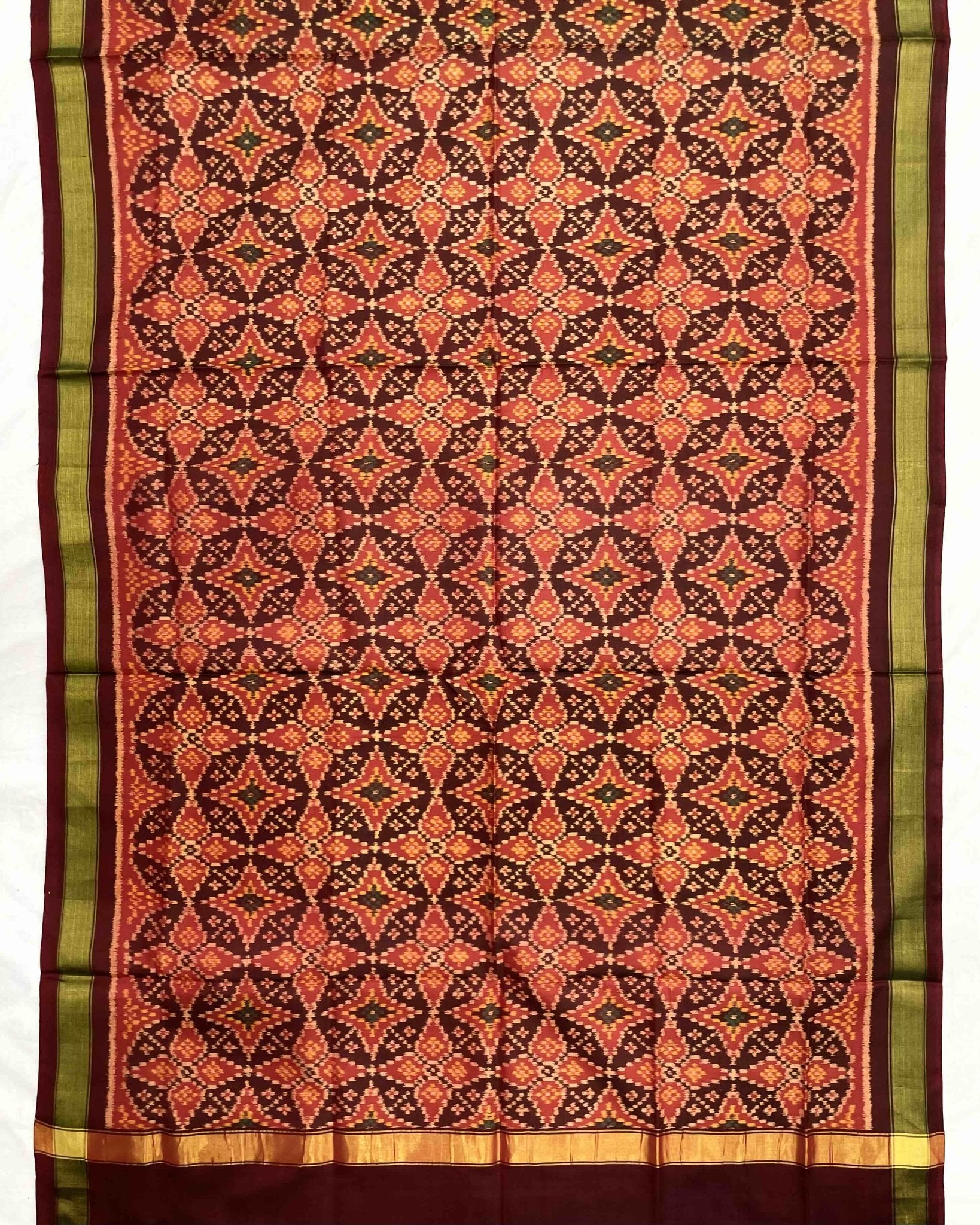 Maroon & Red Solsitara Design Patola Dupatta - SindhoiPatolaArt