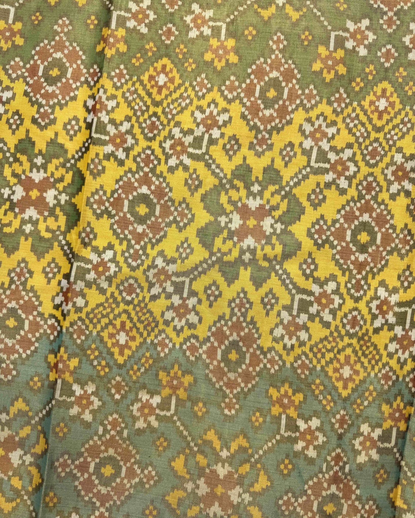 Multicolour Navratan Tissue Patola Saree - SindhoiPatolaArt