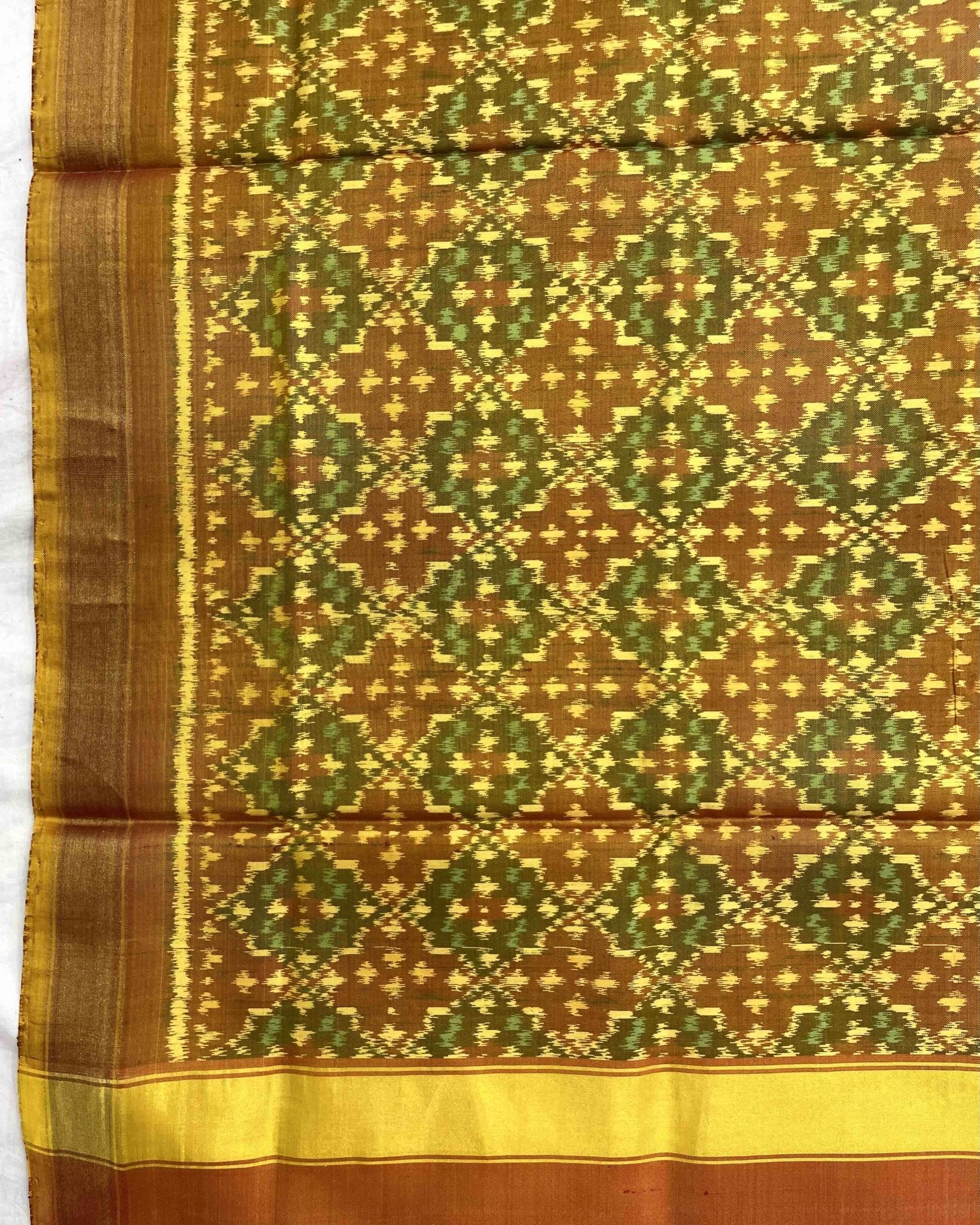 Mustard Yellow Buttonful Design Patola Dupatta - SindhoiPatolaArt