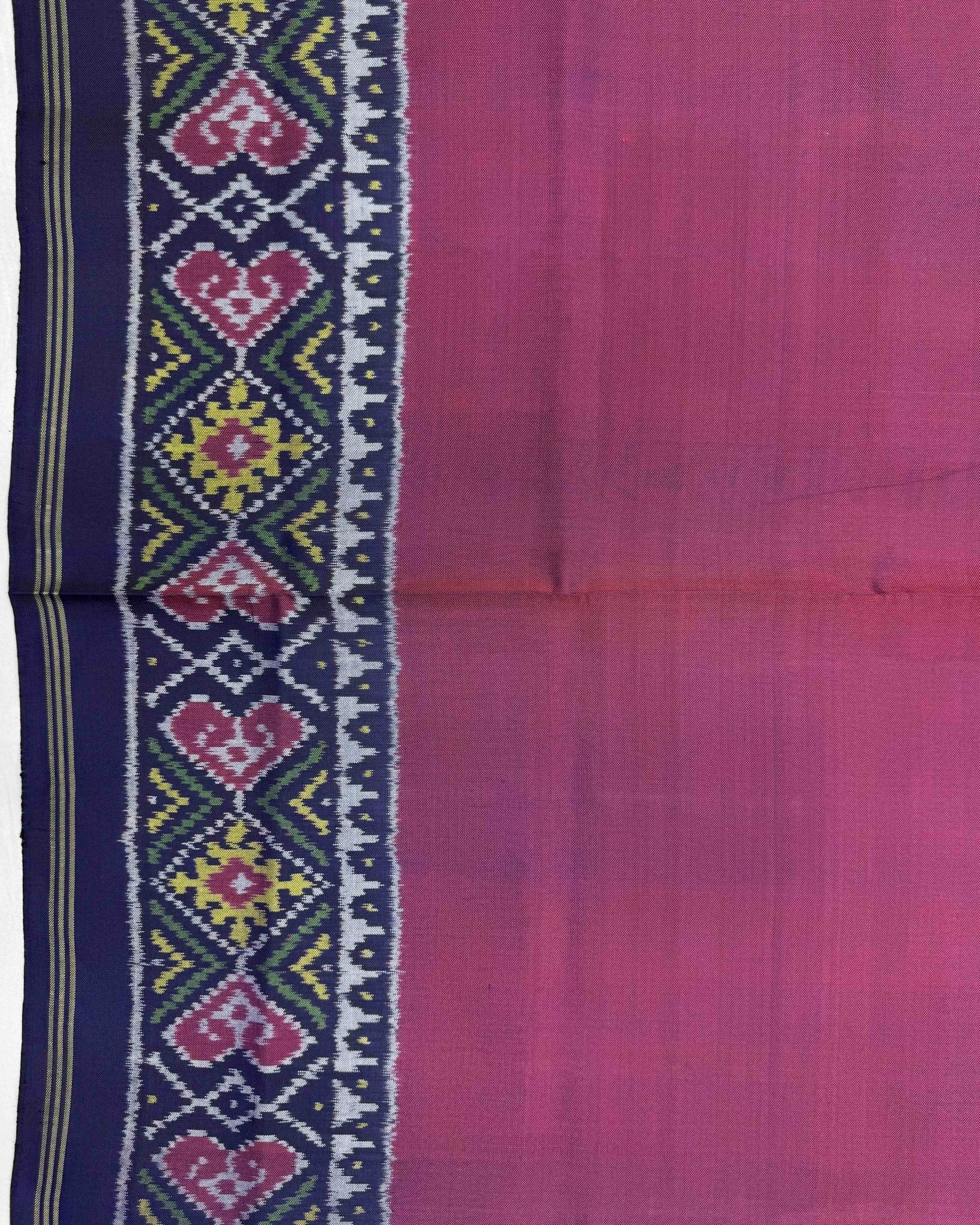Navy Blue & Purple Plain Semi Double Ikat Patola Saree - SindhoiPatolaArt