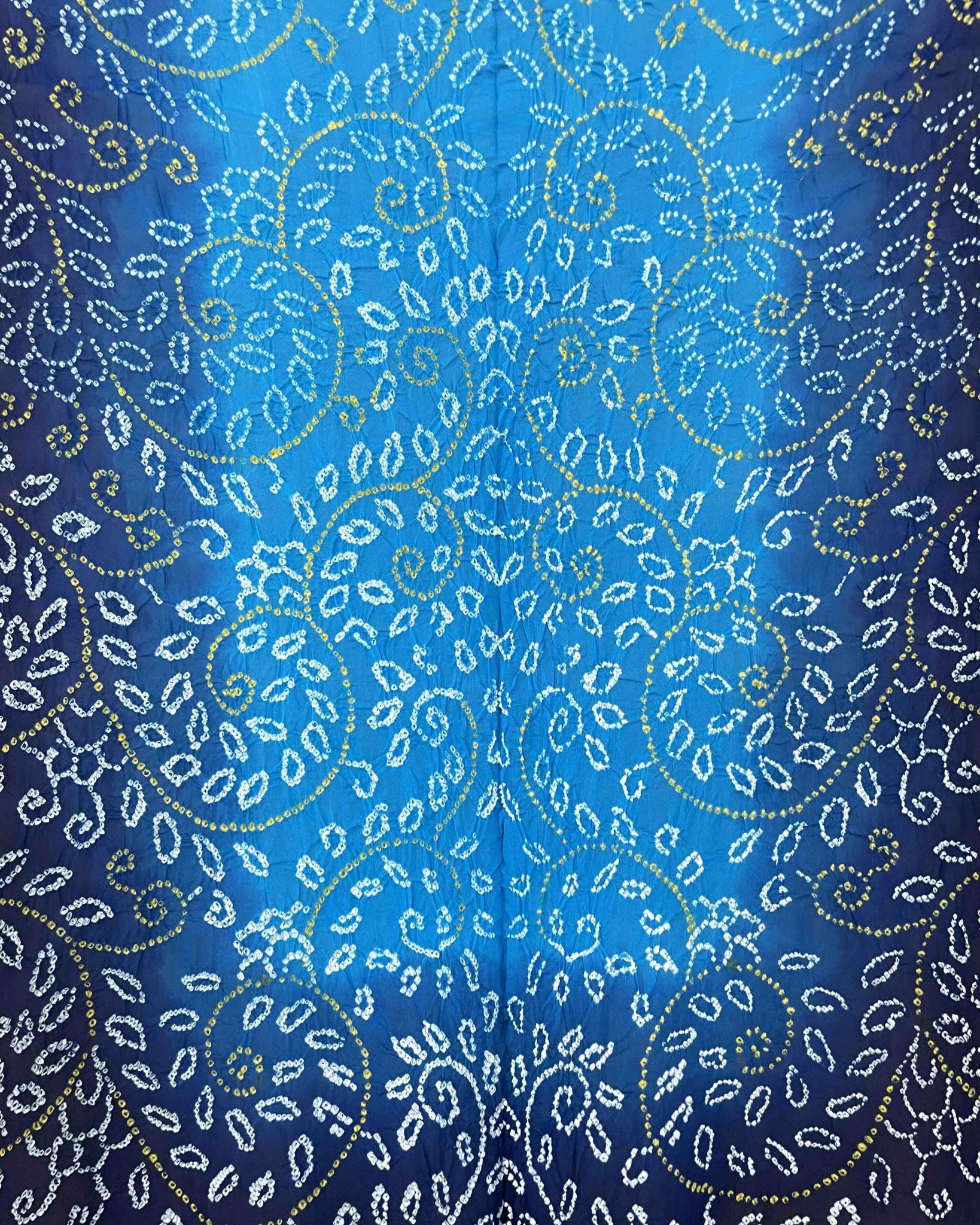 Navy Blue & Sky Shaded Georgette Bandhani Dupatta - SindhoiPatolaArt