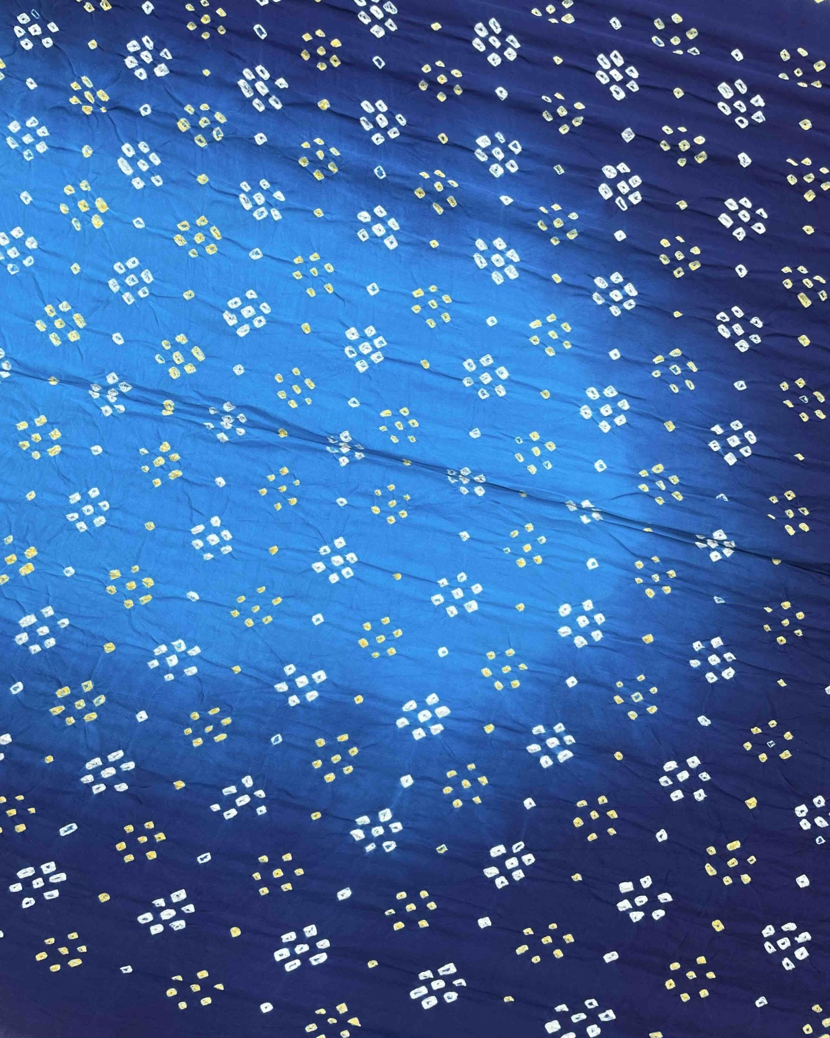 Navy & Sky Blue Shaded Gajji Silk Bandhani Saree - SindhoiPatolaArt