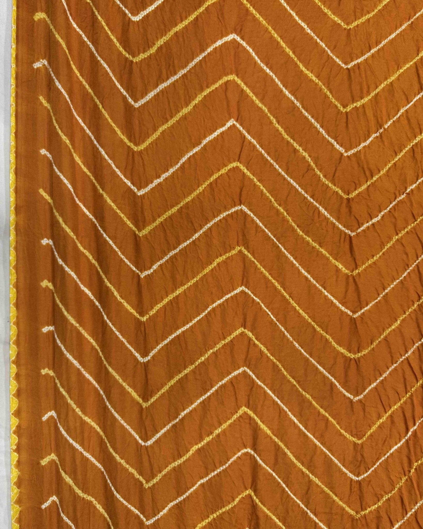 Orange Yellow Gajji Silk Bandhani Saree - SindhoiPatolaArt